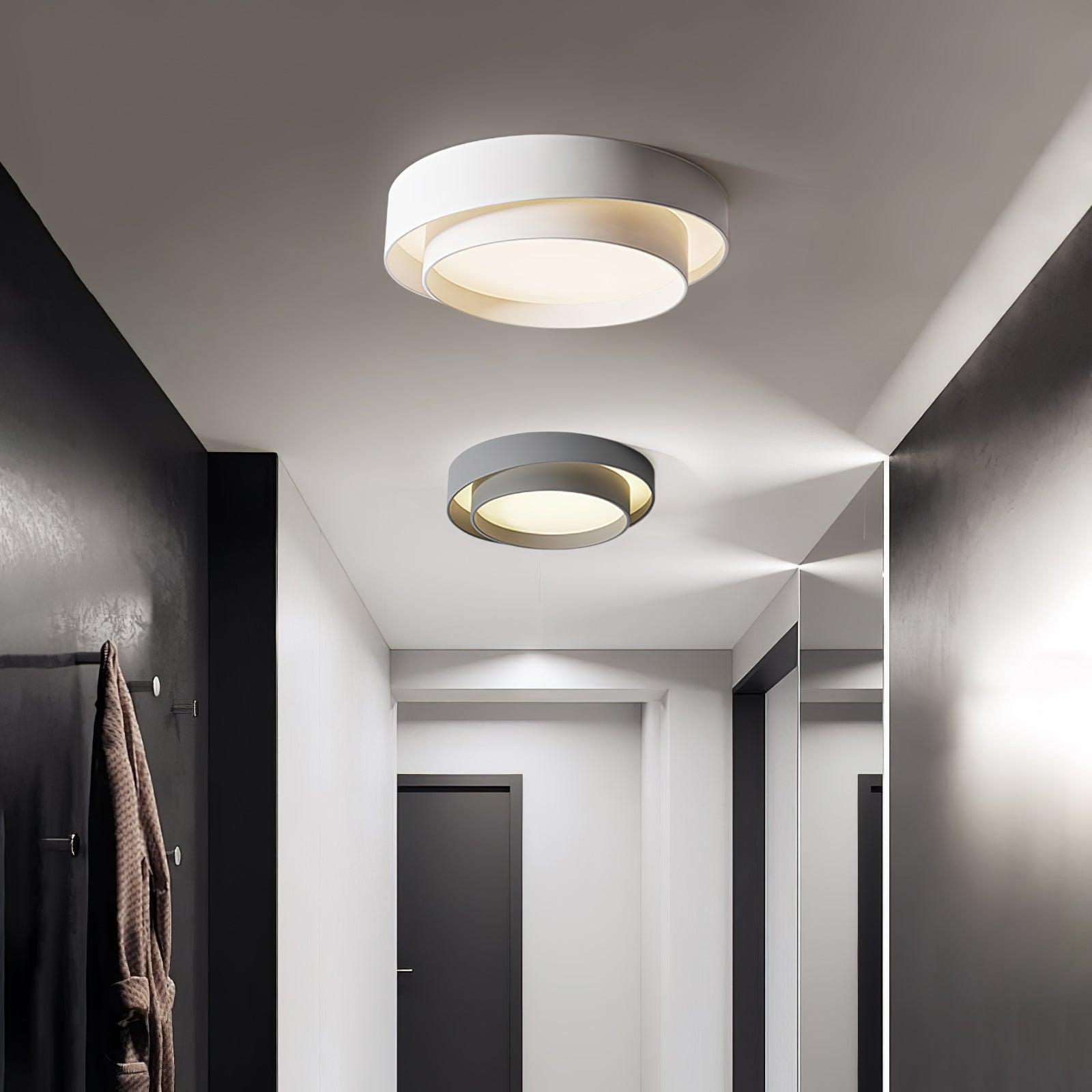 Arisha Ceiling Lamp Double Ring Gray&Black&White Cylinder shape