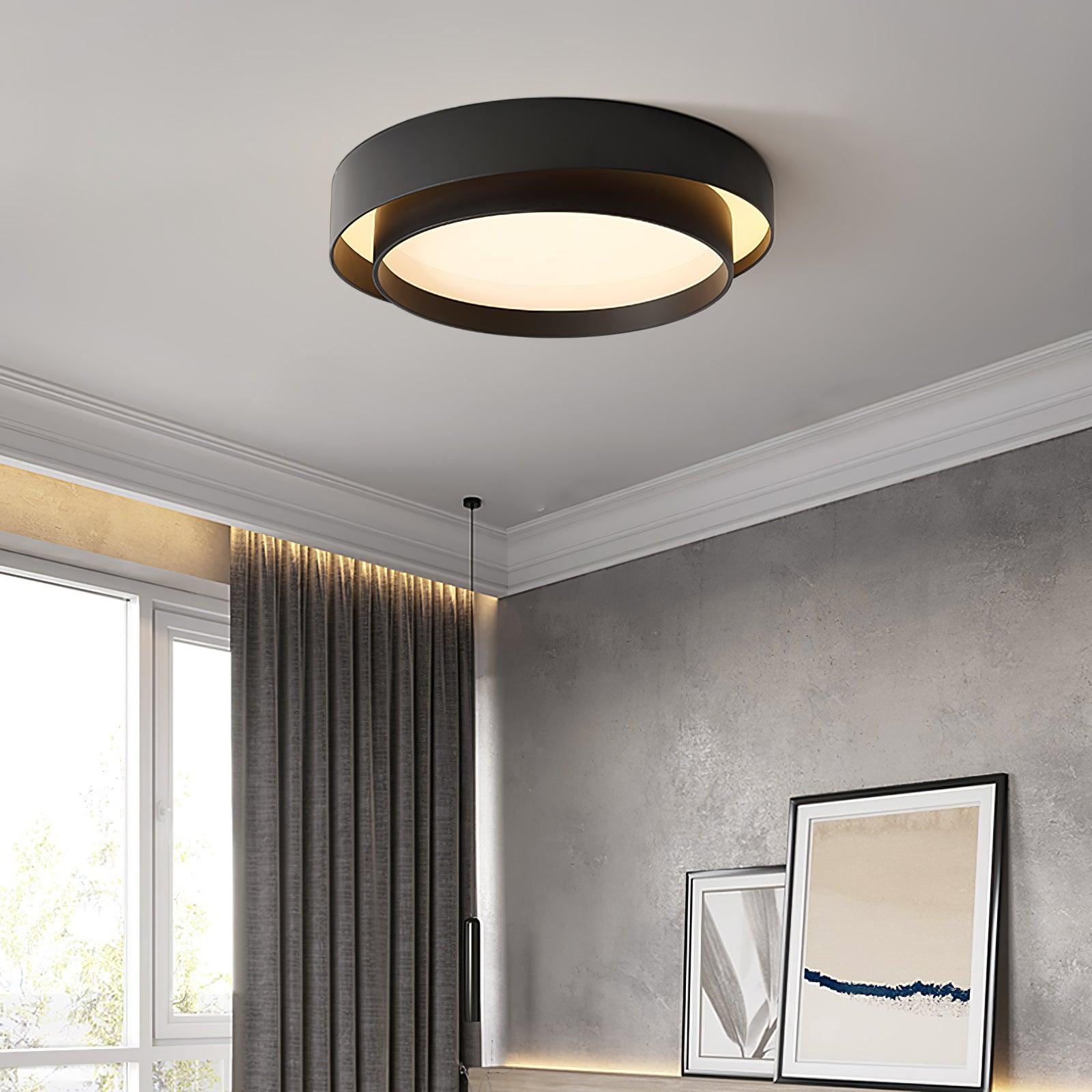 Arisha Ceiling Lamp Double Ring Gray&Black&White Cylinder shape