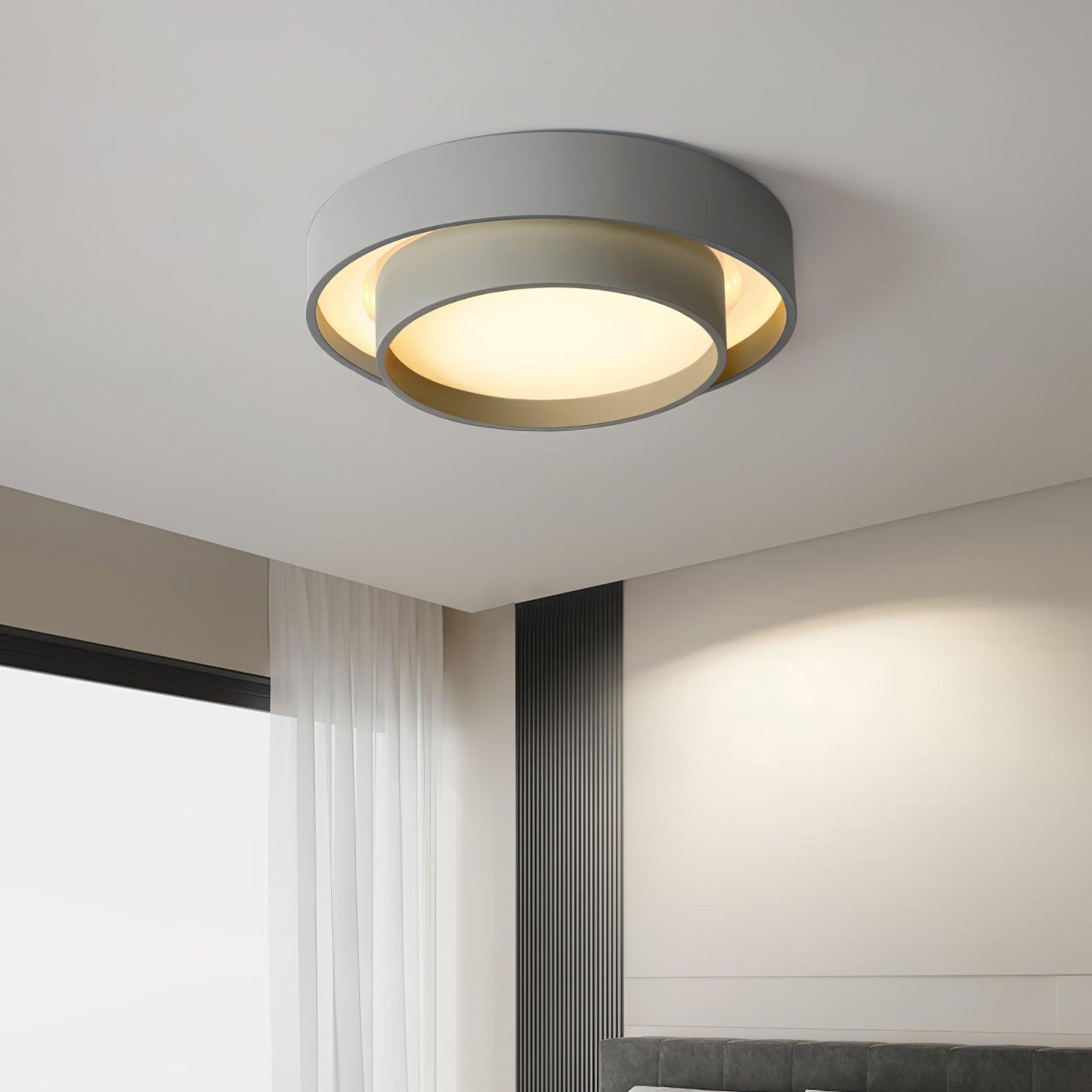 Arisha Ceiling Lamp Double Ring Gray&Black&White Cylinder shape