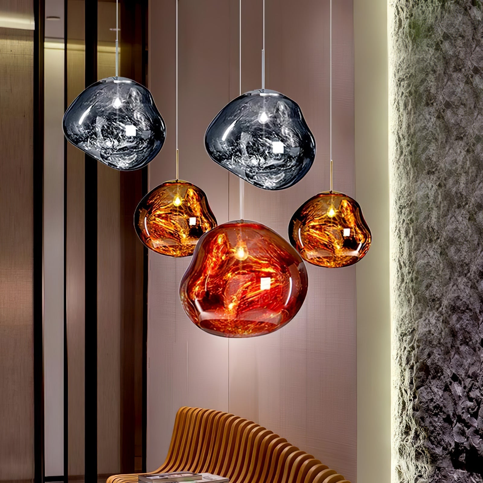 Solara Pendant Lamp Blown Glass Irregular Cluster Sculptural - Letslighting