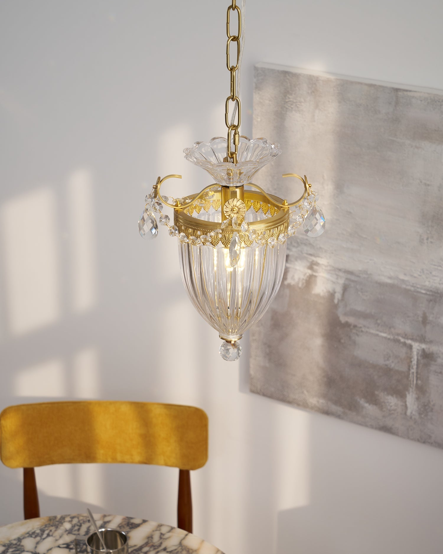 Pendant Lamp Vintage Glamour Crystal Drops Dining Table Accent - Letslighting