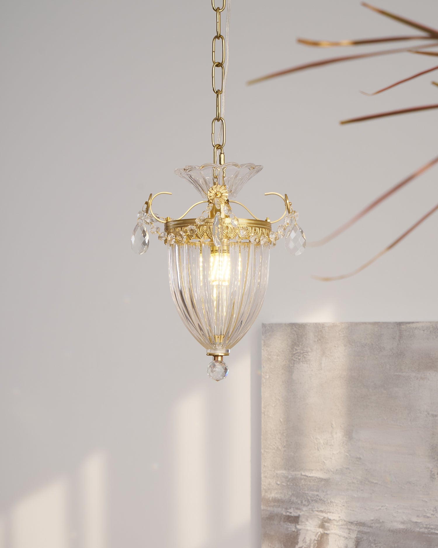 Pendant Lamp Vintage Glamour Crystal Drops Dining Table Accent - Letslighting