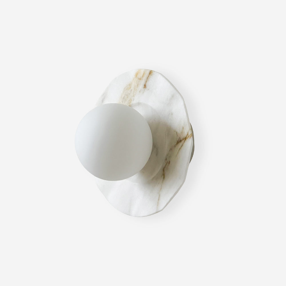 Meza Wall Lamp Marble Backplate Frosted Globe - Letslighting