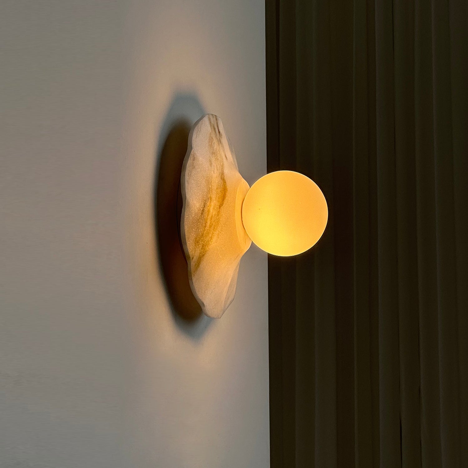 Meza Wall Lamp Marble Backplate Frosted Globe - Letslighting