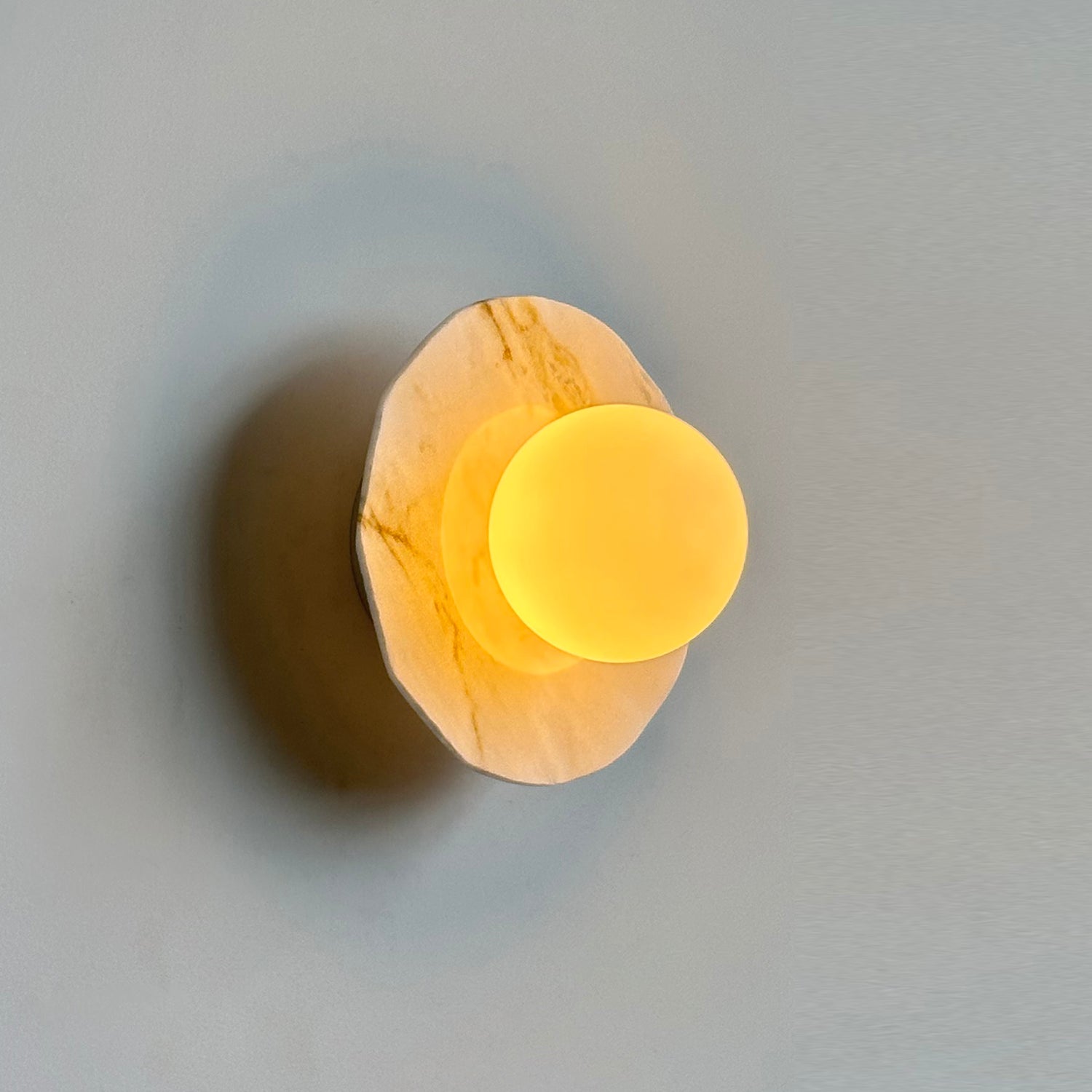 Meza Wall Lamp Marble Backplate Frosted Globe - Letslighting