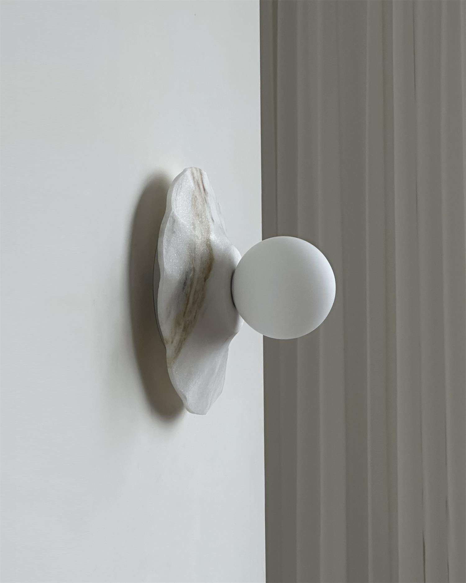 Meza Wall Lamp Marble Backplate Frosted Globe - Letslighting