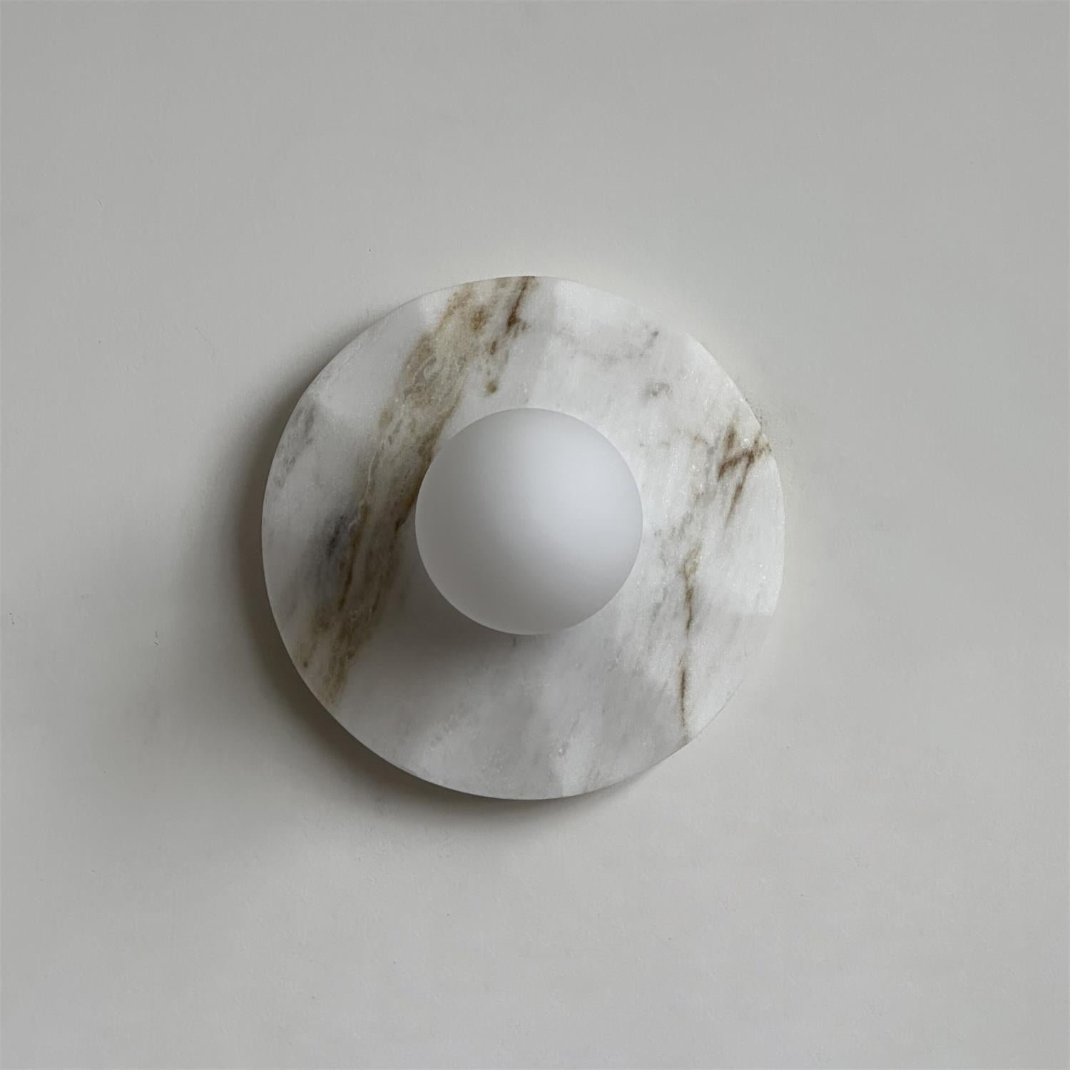 Meza Wall Lamp Marble Backplate Frosted Globe - Letslighting