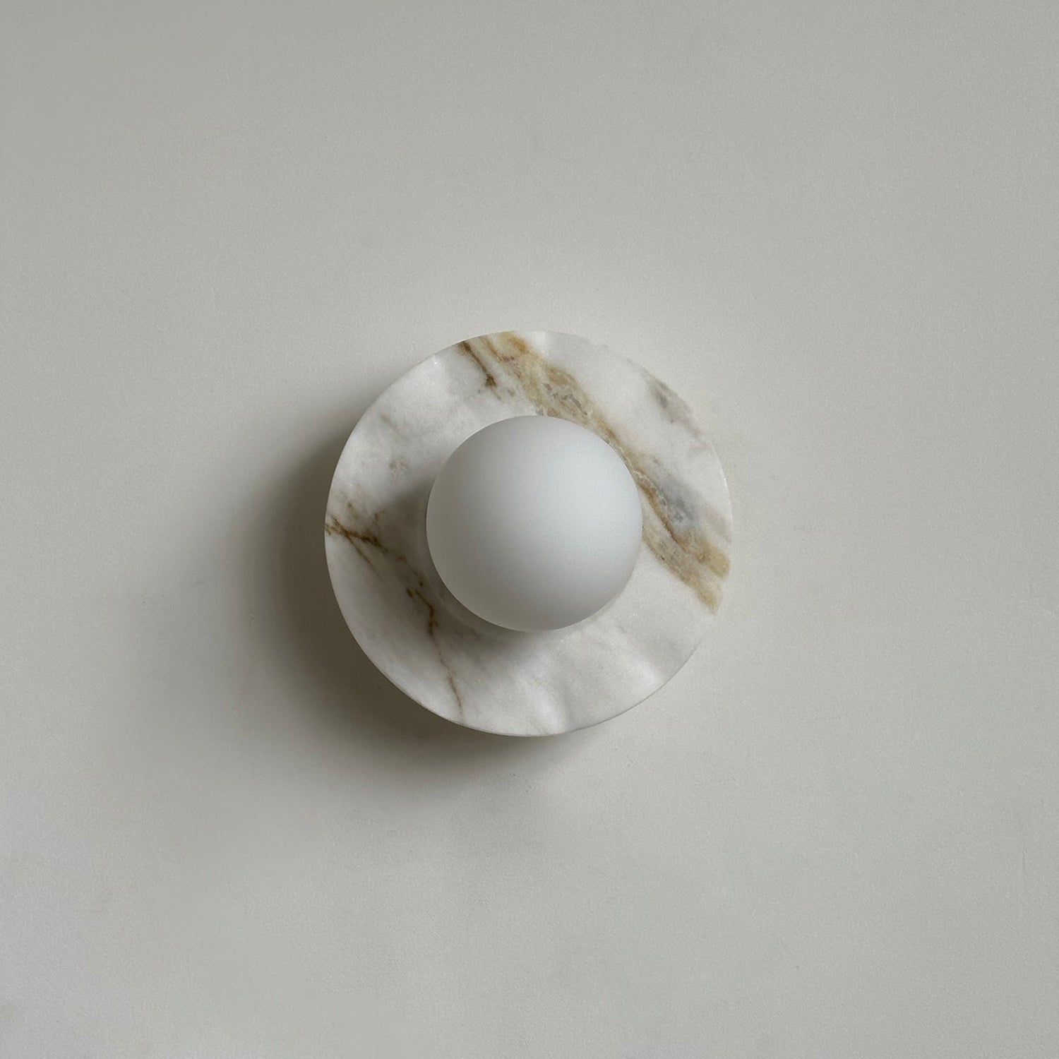 Meza Wall Lamp Marble Backplate Frosted Globe - Letslighting