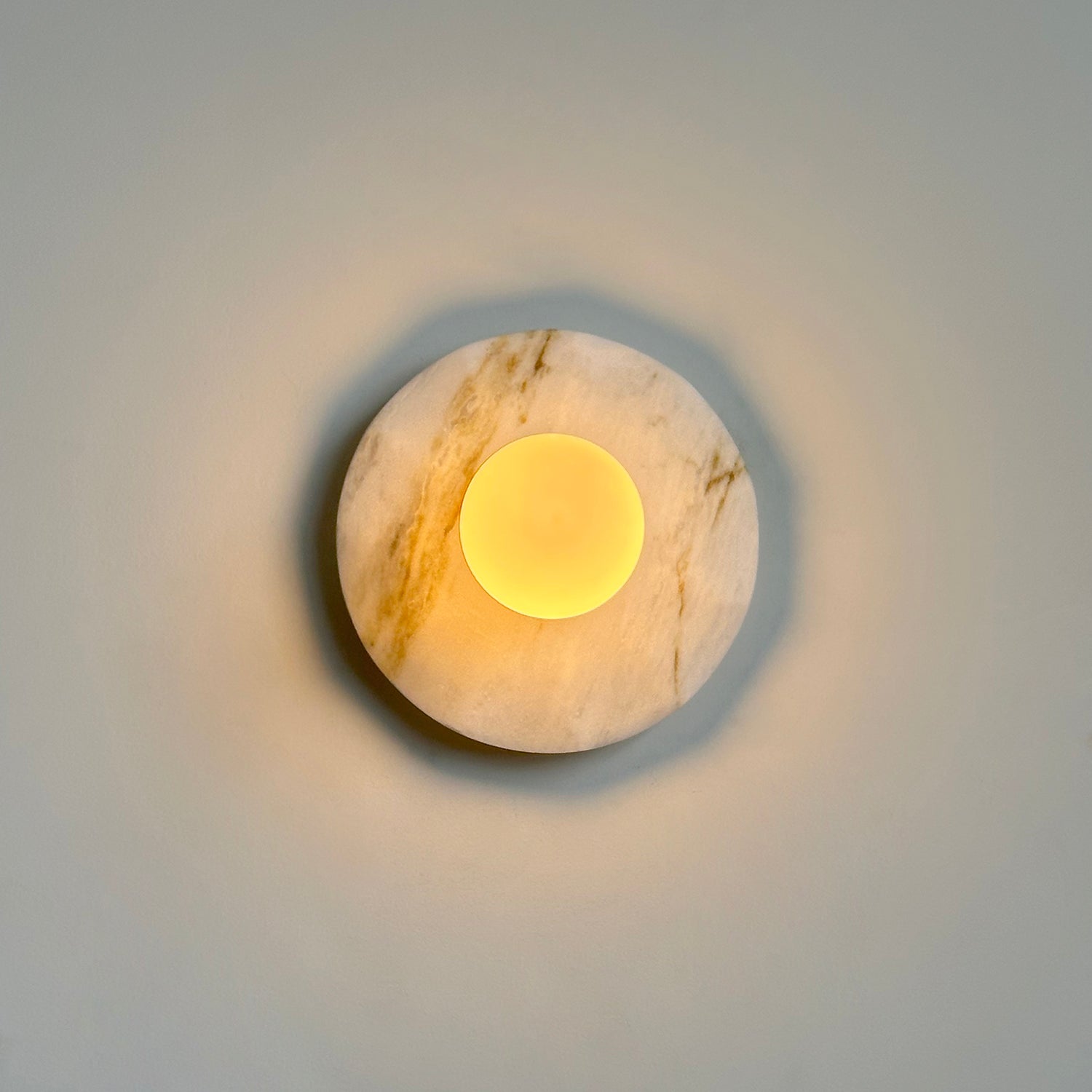Meza Wall Lamp Marble Backplate Frosted Globe - Letslighting