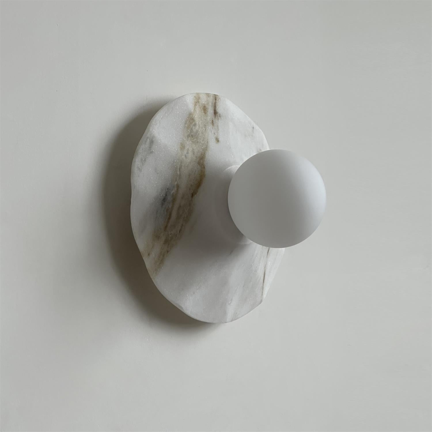 Meza Wall Lamp Marble Backplate Frosted Globe - Letslighting