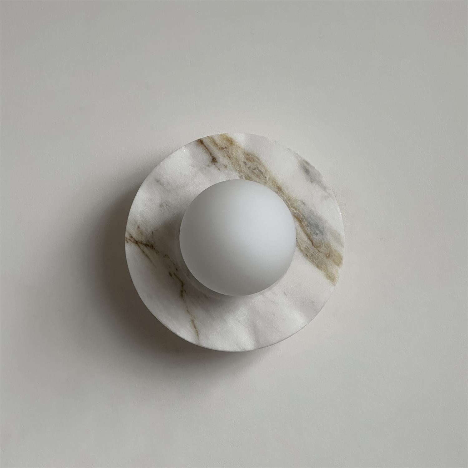 Meza Wall Lamp Marble Backplate Frosted Globe - Letslighting