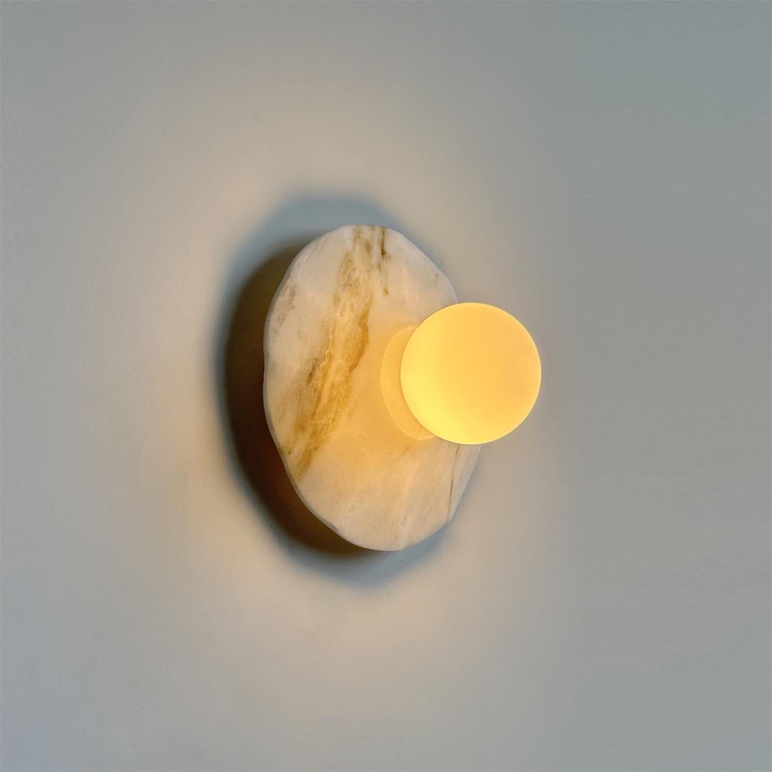 Meza Wall Lamp Marble Backplate Frosted Globe - Letslighting