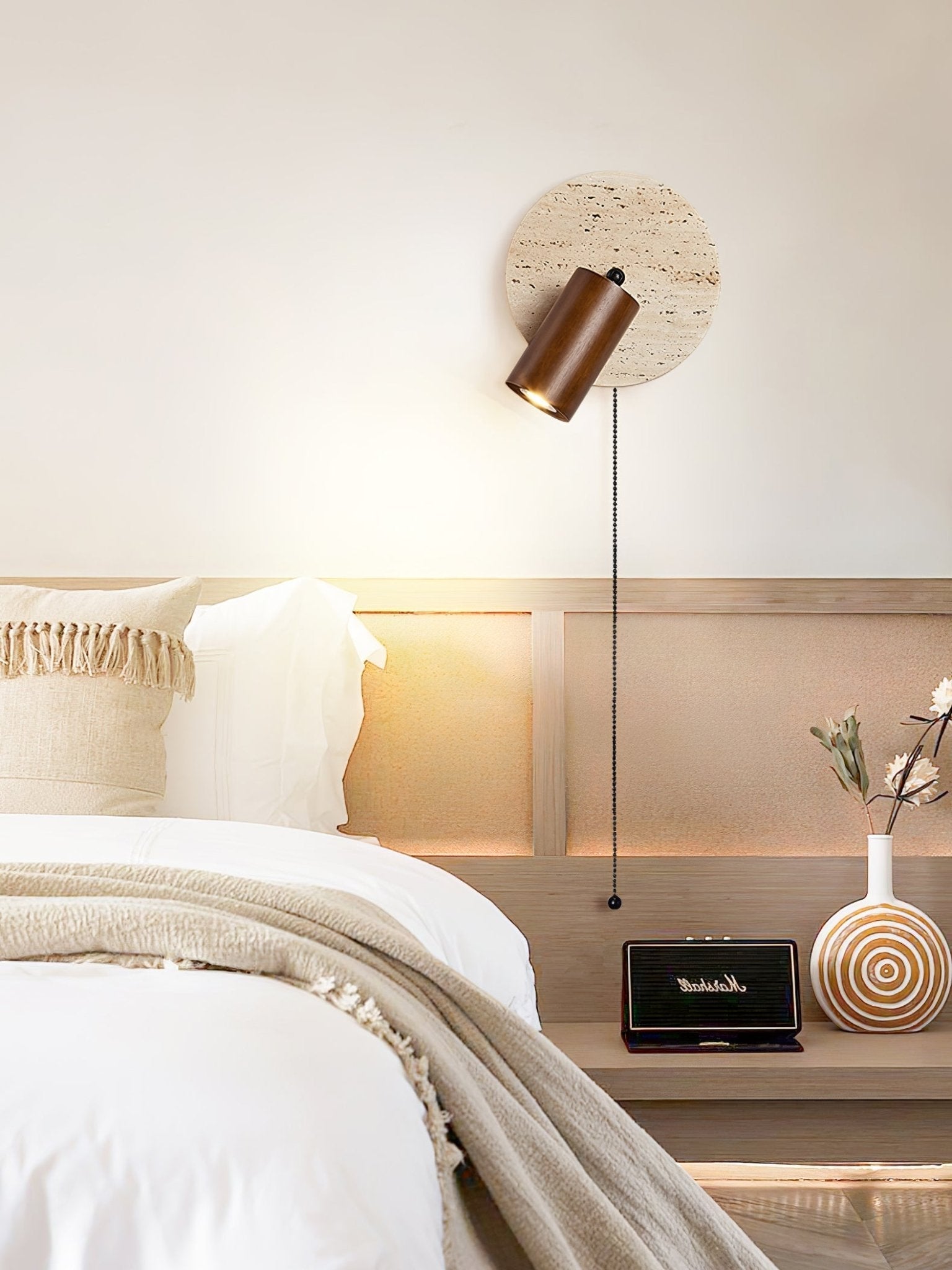Evzoryra Disc Swing Travertine Wall Light - Letslighting