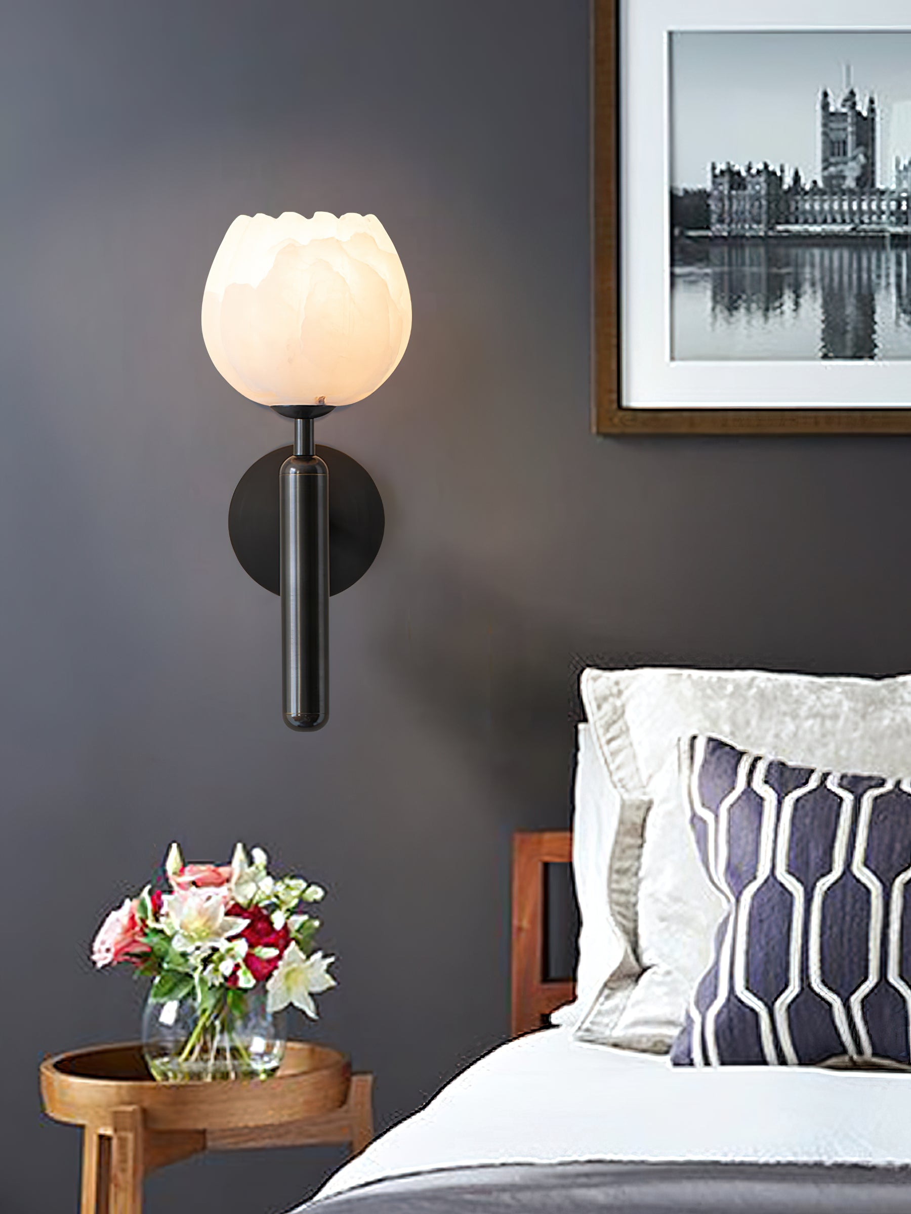 Orlaeila Modern Minimalist Brass Alabaster Wall Lamp - Letslighting