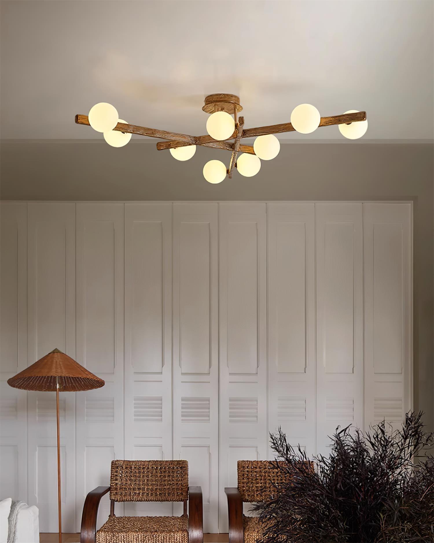 Wooden Branch Ceiling Light - Letslighting