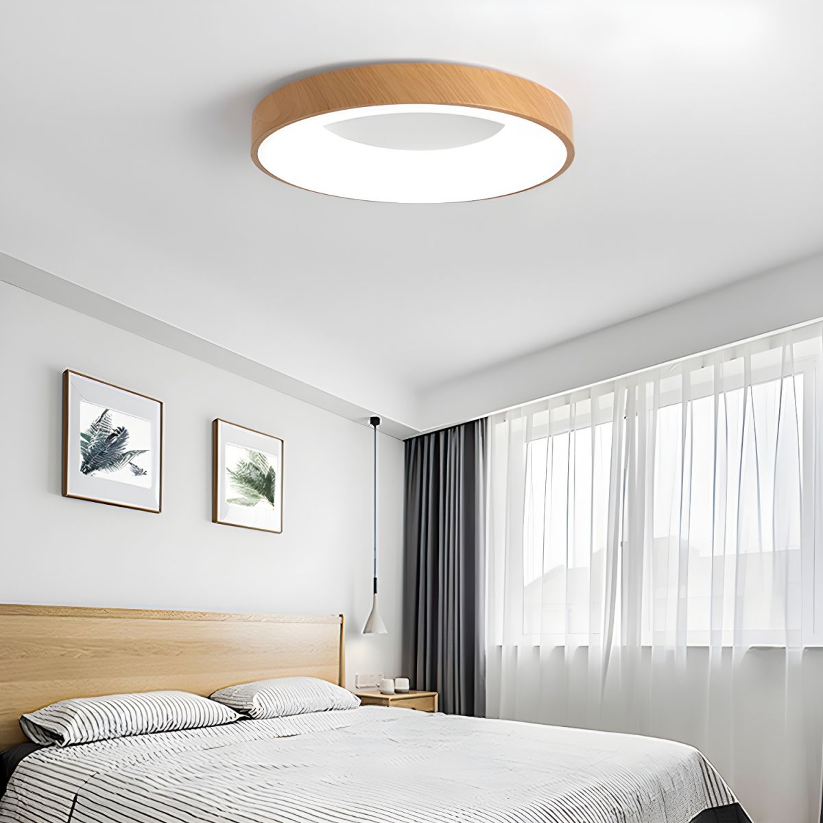 Eliriel Modern Minimalist Round Wood Flush Mount Ceiling Lamp - Letslighting