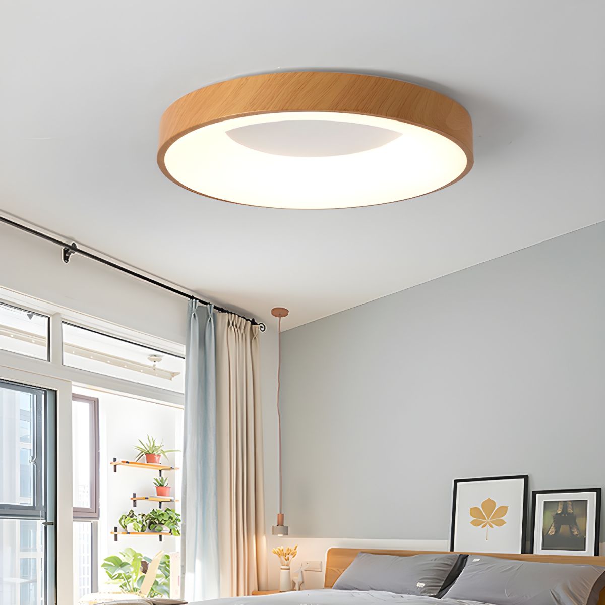 Eliriel Modern Minimalist Round Wood Flush Mount Ceiling Lamp - Letslighting