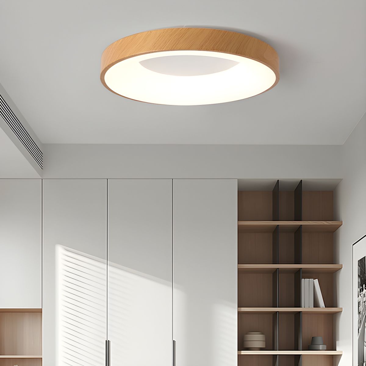 Eliriel Modern Minimalist Round Wood Flush Mount Ceiling Lamp - Letslighting