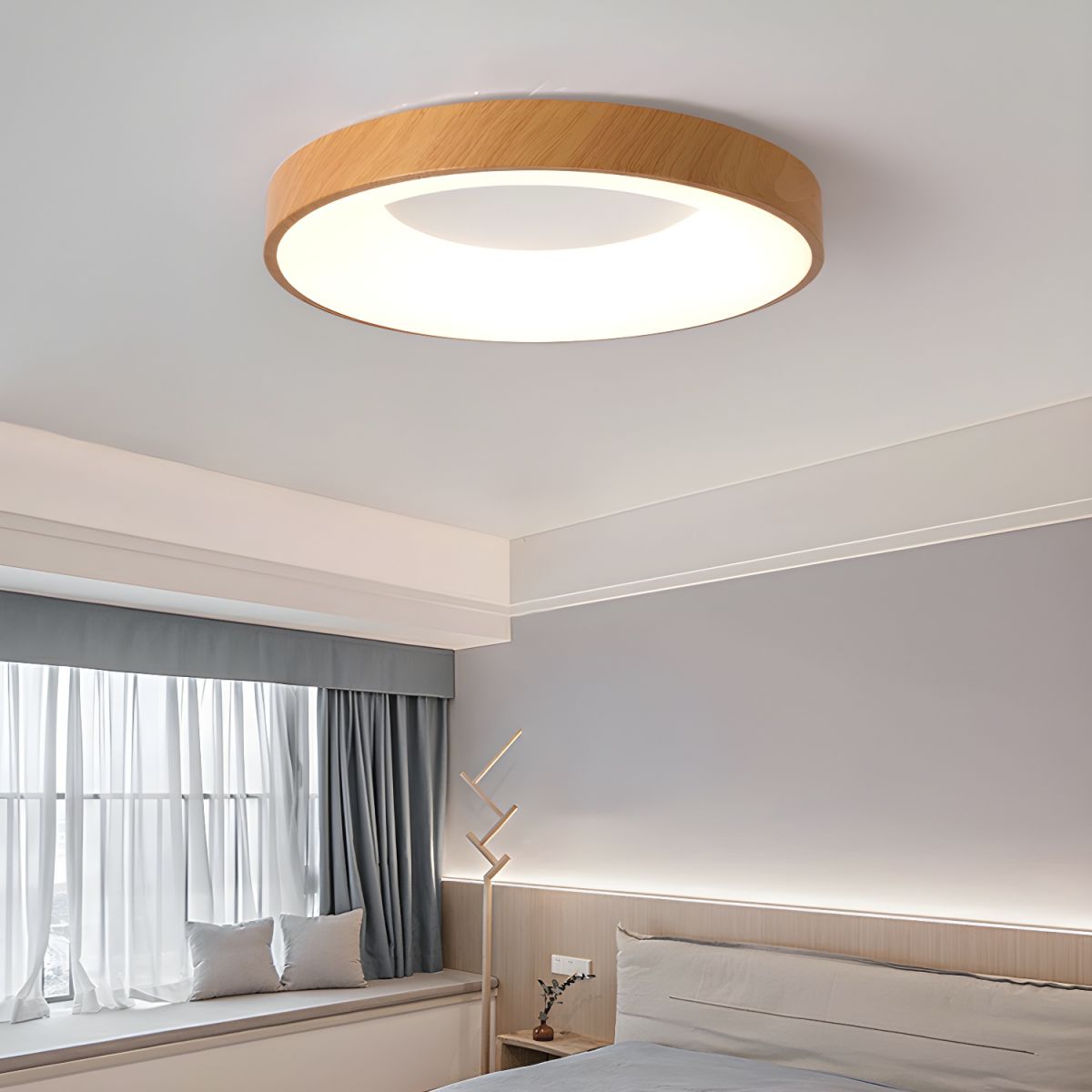 Eliriel Modern Minimalist Round Wood Flush Mount Ceiling Lamp - Letslighting