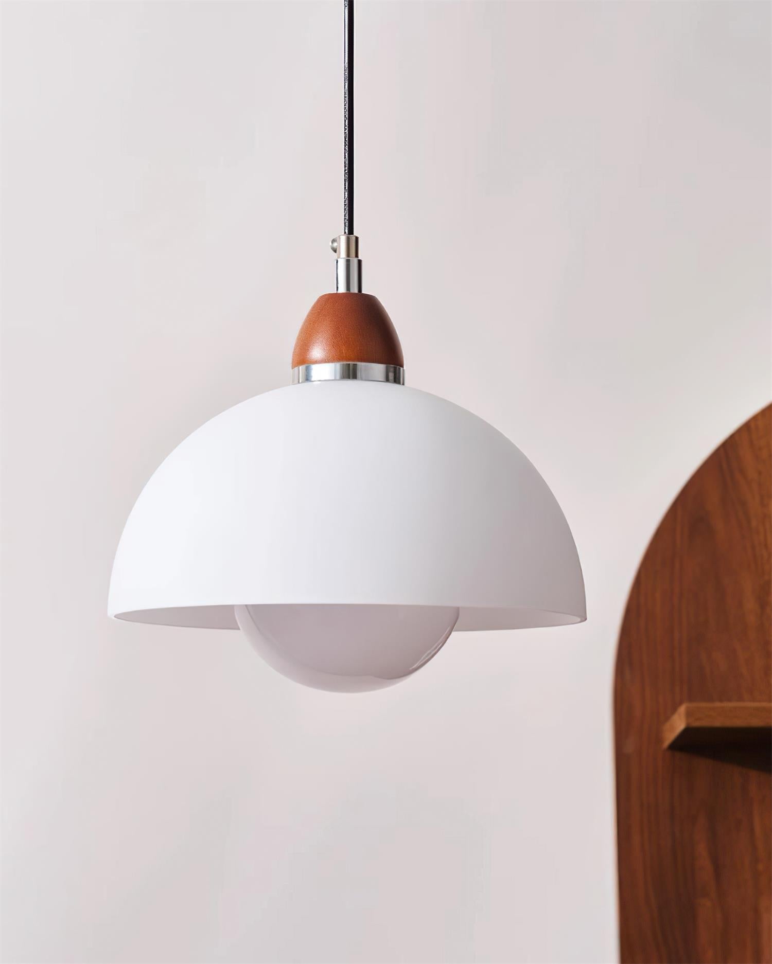 Milagro Pendant Lamp Dome Wood Accent Minimalist - Letslighting
