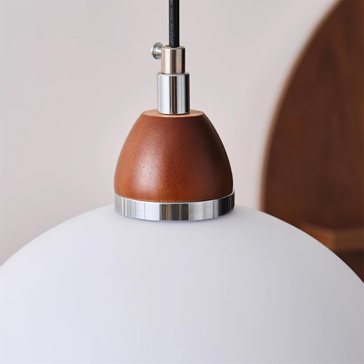 Milagro Pendant Lamp Dome Wood Accent Minimalist - Letslighting
