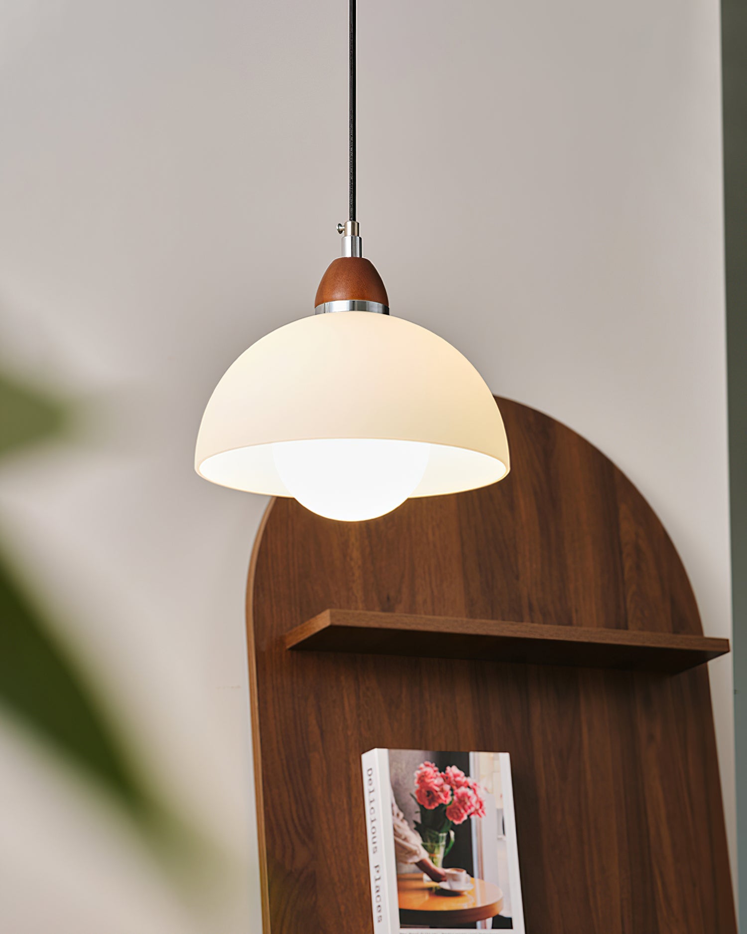 Milagro Pendant Lamp Dome Wood Accent Minimalist - Letslighting
