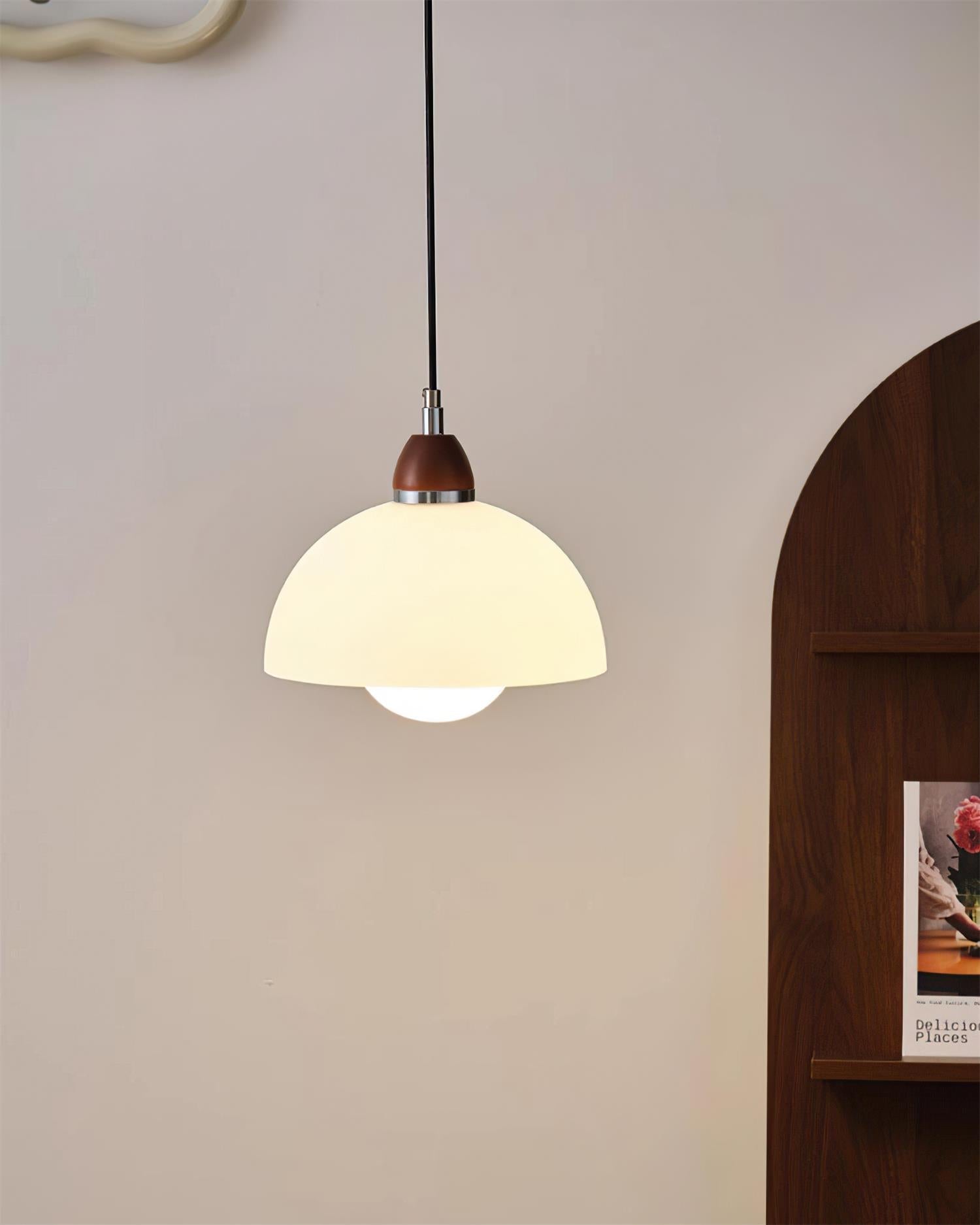 Milagro Pendant Lamp Dome Wood Accent Minimalist - Letslighting