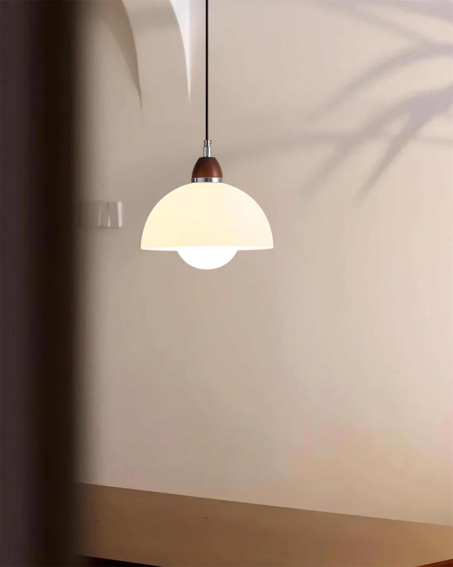 Milagro Pendant Lamp Dome Wood Accent Minimalist - Letslighting