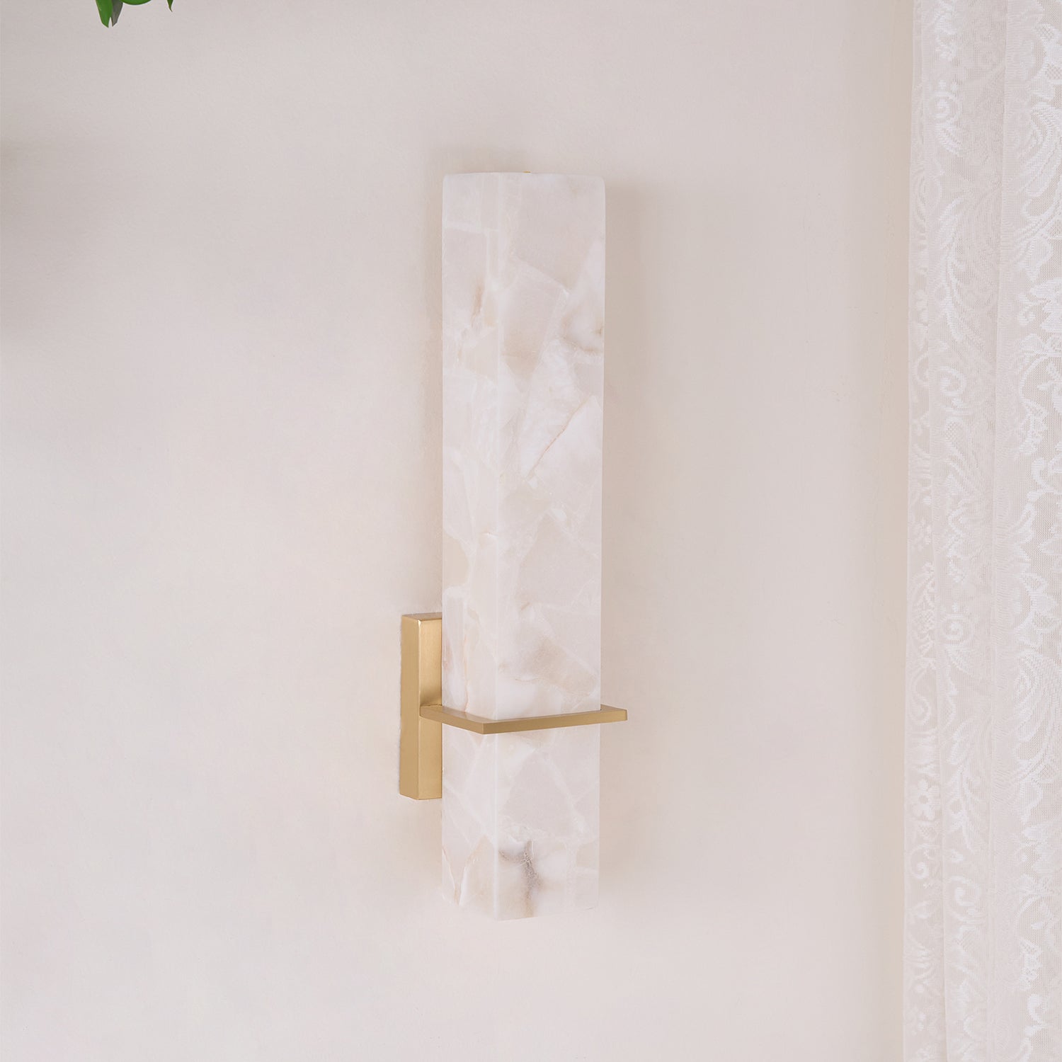 Ritta Wall Lamp White Alabaster Brass Modern Cuboid - Letslighting