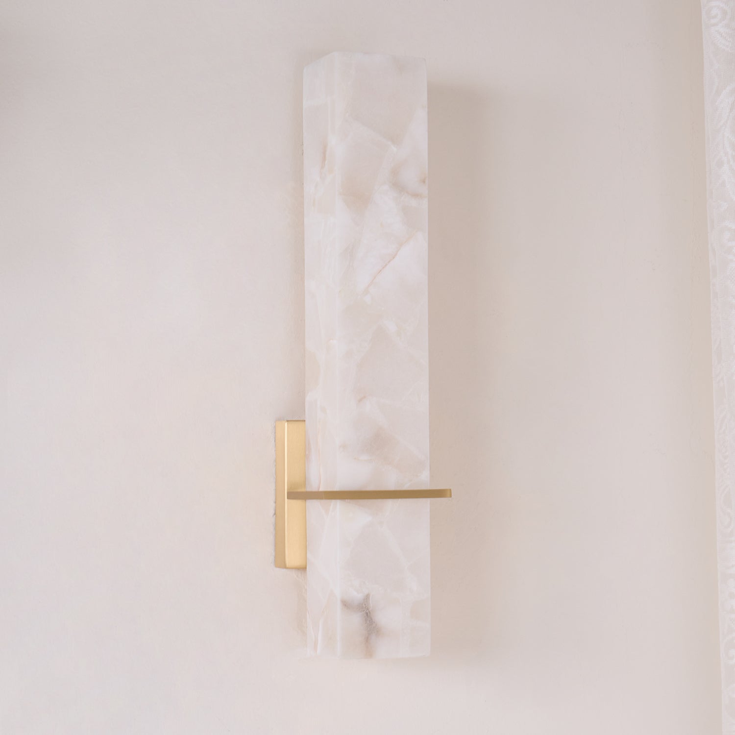 Ritta Wall Lamp White Alabaster Brass Modern Cuboid - Letslighting