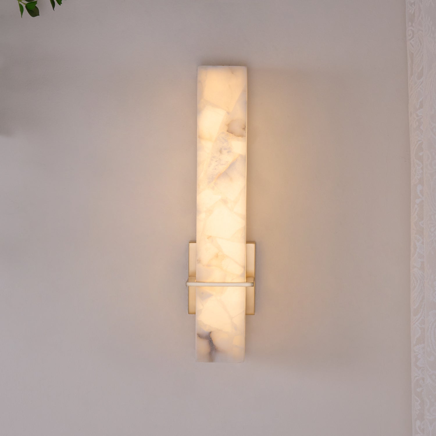 Ritta Wall Lamp White Alabaster Brass Modern Cuboid - Letslighting