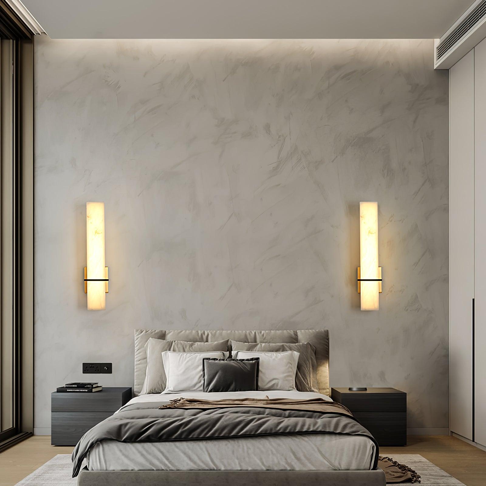 Ritta Wall Lamp White Alabaster Brass Modern Cuboid - Letslighting
