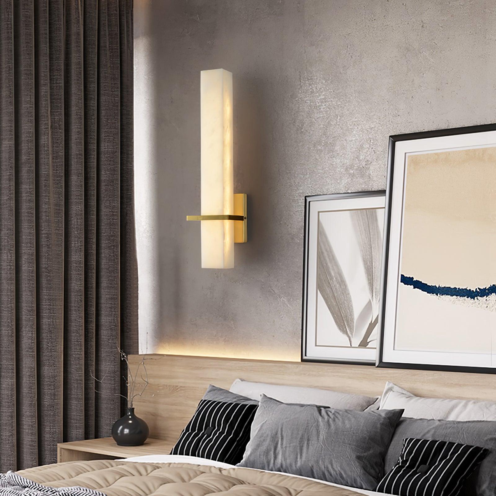 Ritta Wall Lamp White Alabaster Brass Modern Cuboid - Letslighting