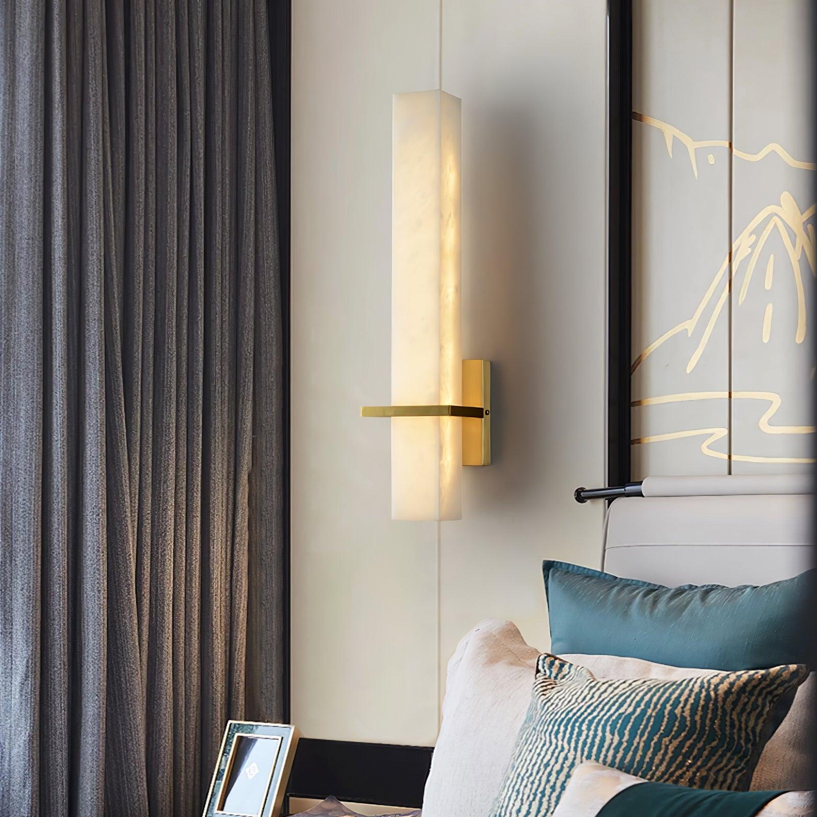 Ritta Wall Lamp White Alabaster Brass Modern Cuboid - Letslighting