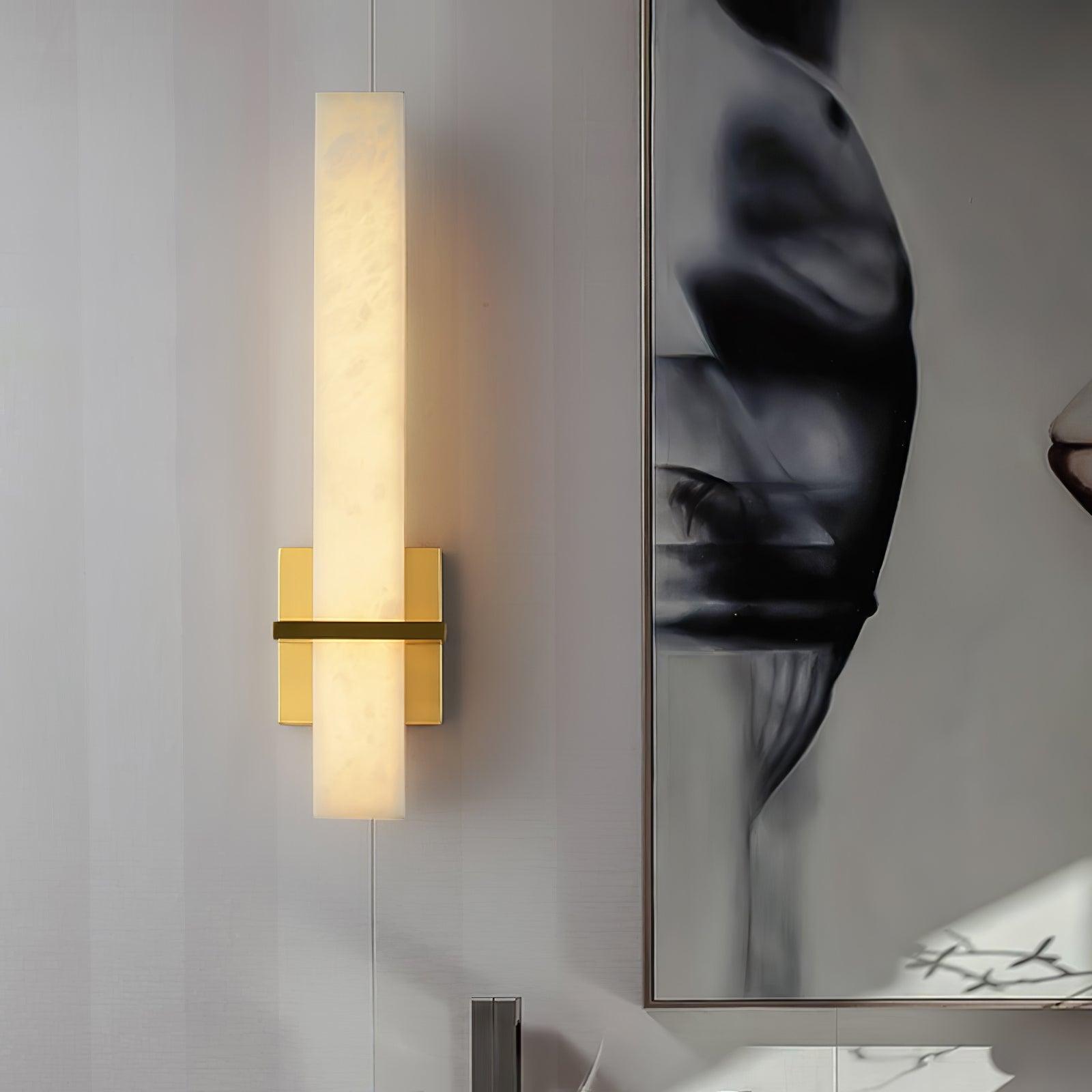 Ritta Wall Lamp White Alabaster Brass Modern Cuboid - Letslighting