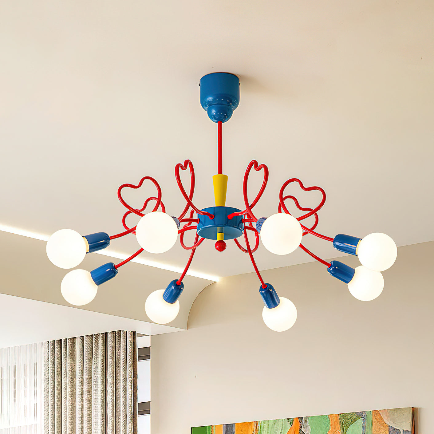 Chandelier Heart-Shaped Arms Colorful Playful Artistic - Letslighting