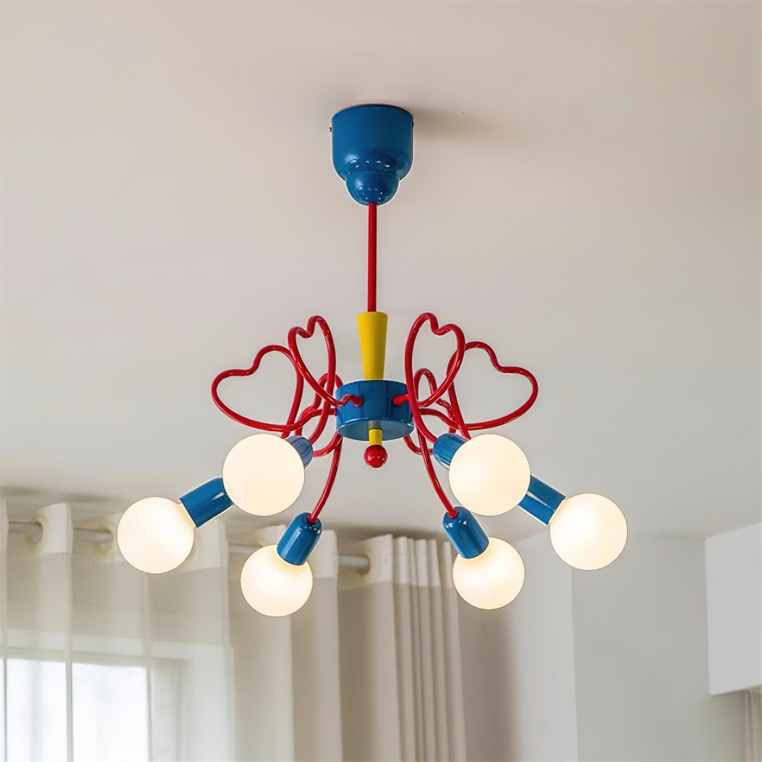 Chandelier Heart-Shaped Arms Colorful Playful Artistic - Letslighting