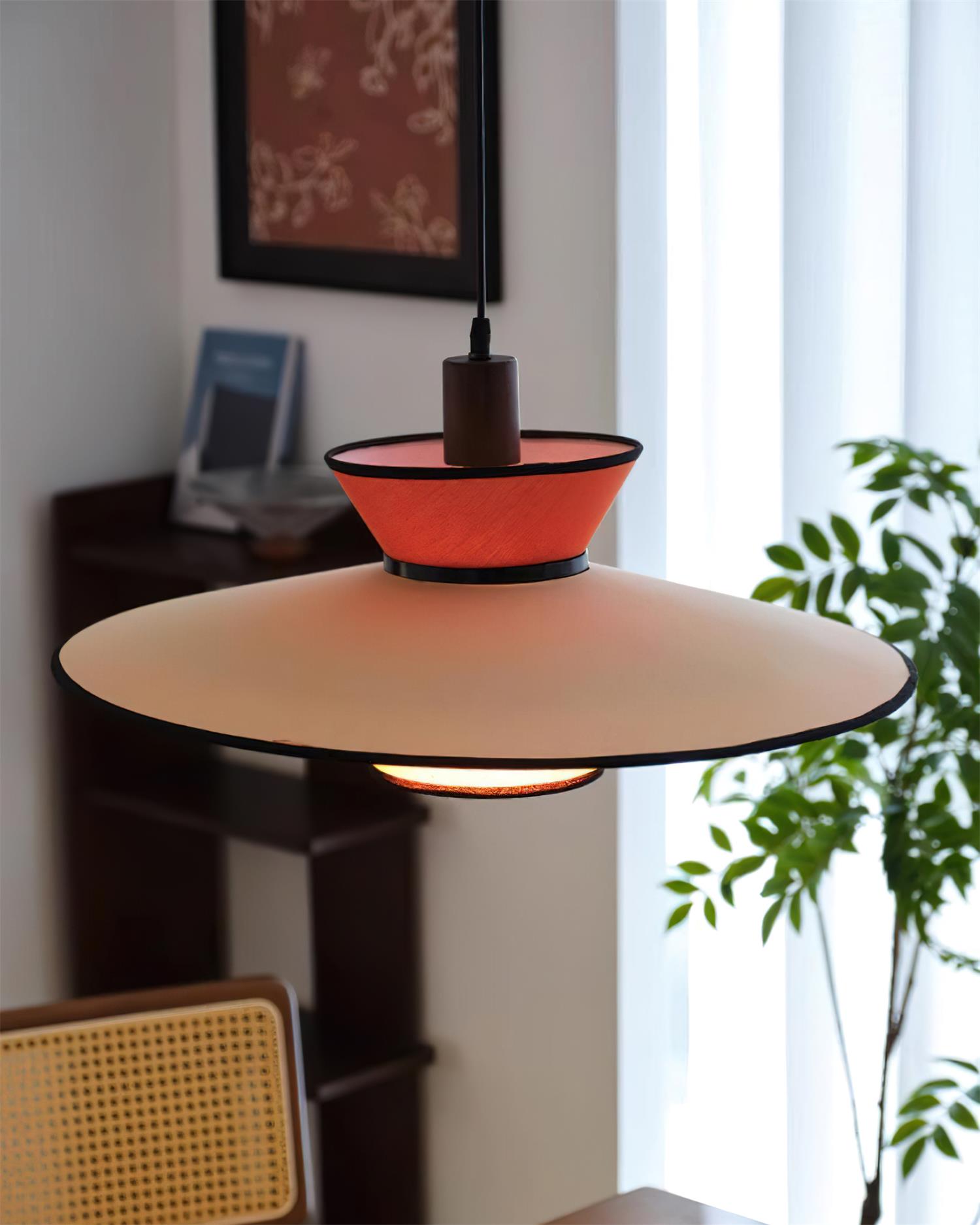 Milano Pendant Lamp Layered Fabric Geometric Red - Letslighting