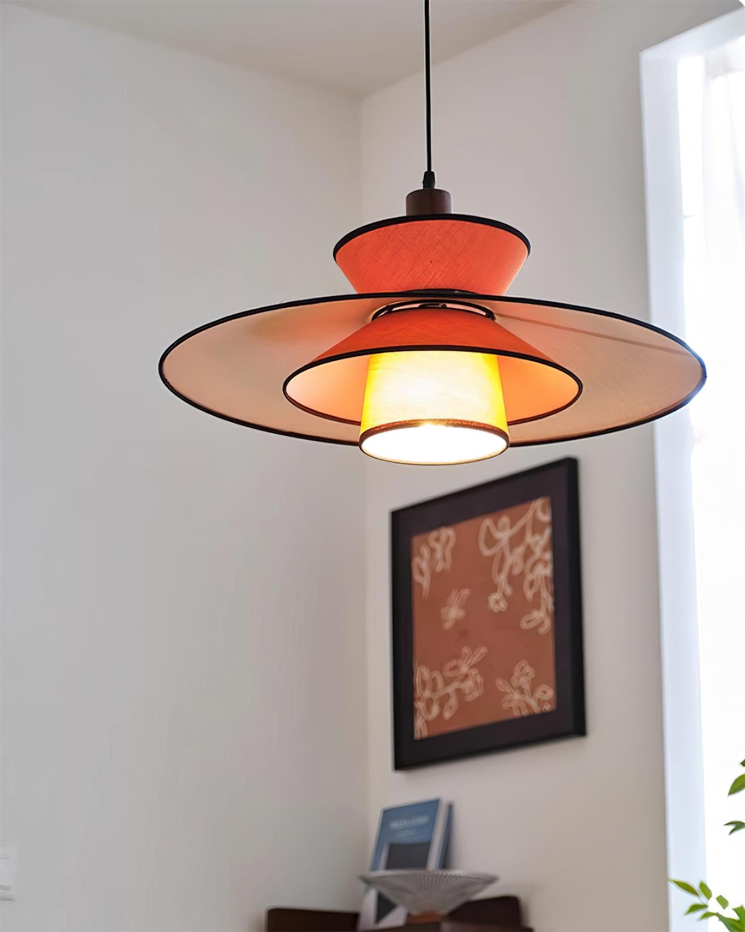 Milano Pendant Lamp Layered Fabric Geometric Red - Letslighting
