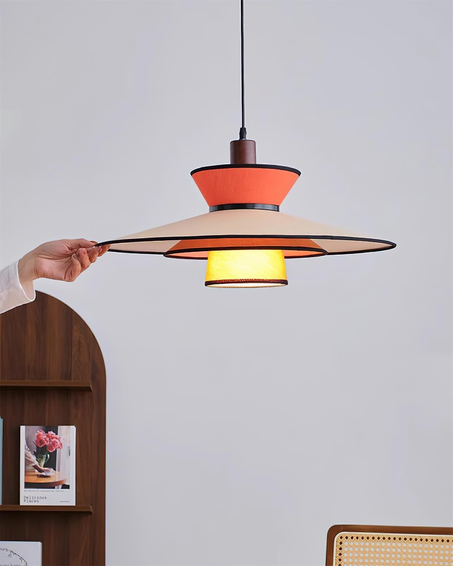 Milano Pendant Lamp Layered Fabric Geometric Red - Letslighting