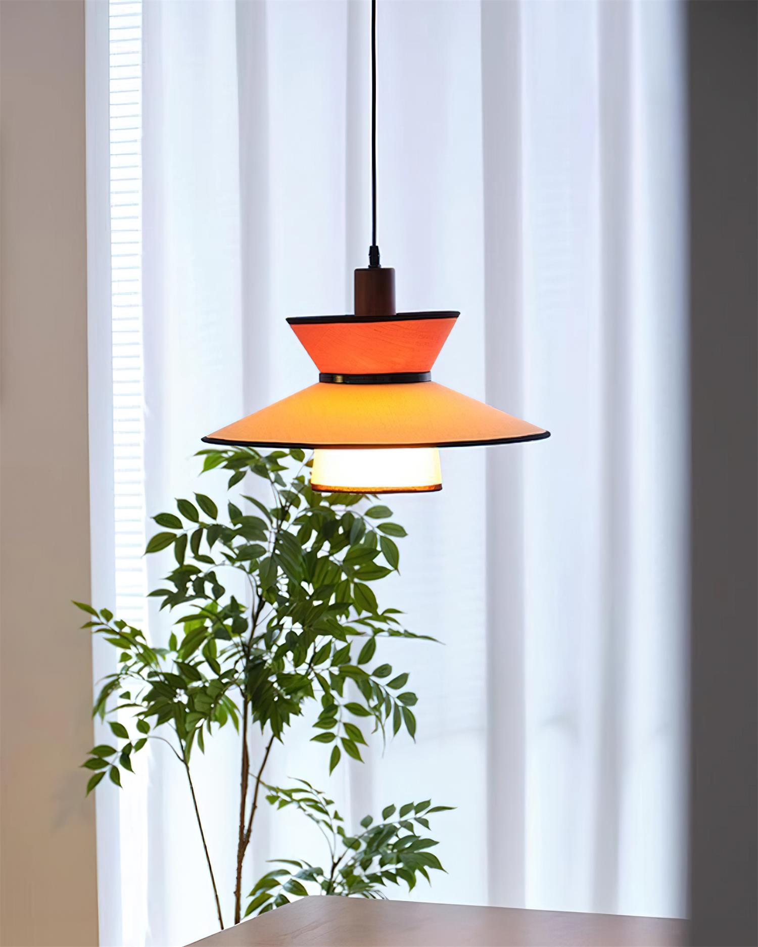 Milano Pendant Lamp Layered Fabric Geometric Red - Letslighting