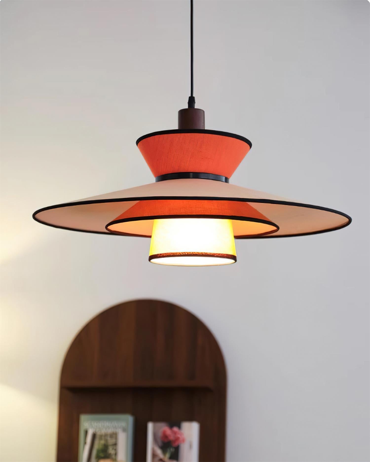Milano Pendant Lamp Layered Fabric Geometric Red - Letslighting