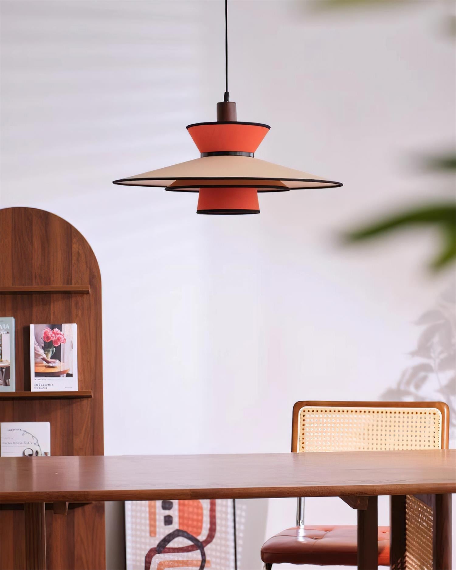 Milano Pendant Lamp Layered Fabric Geometric Red - Letslighting