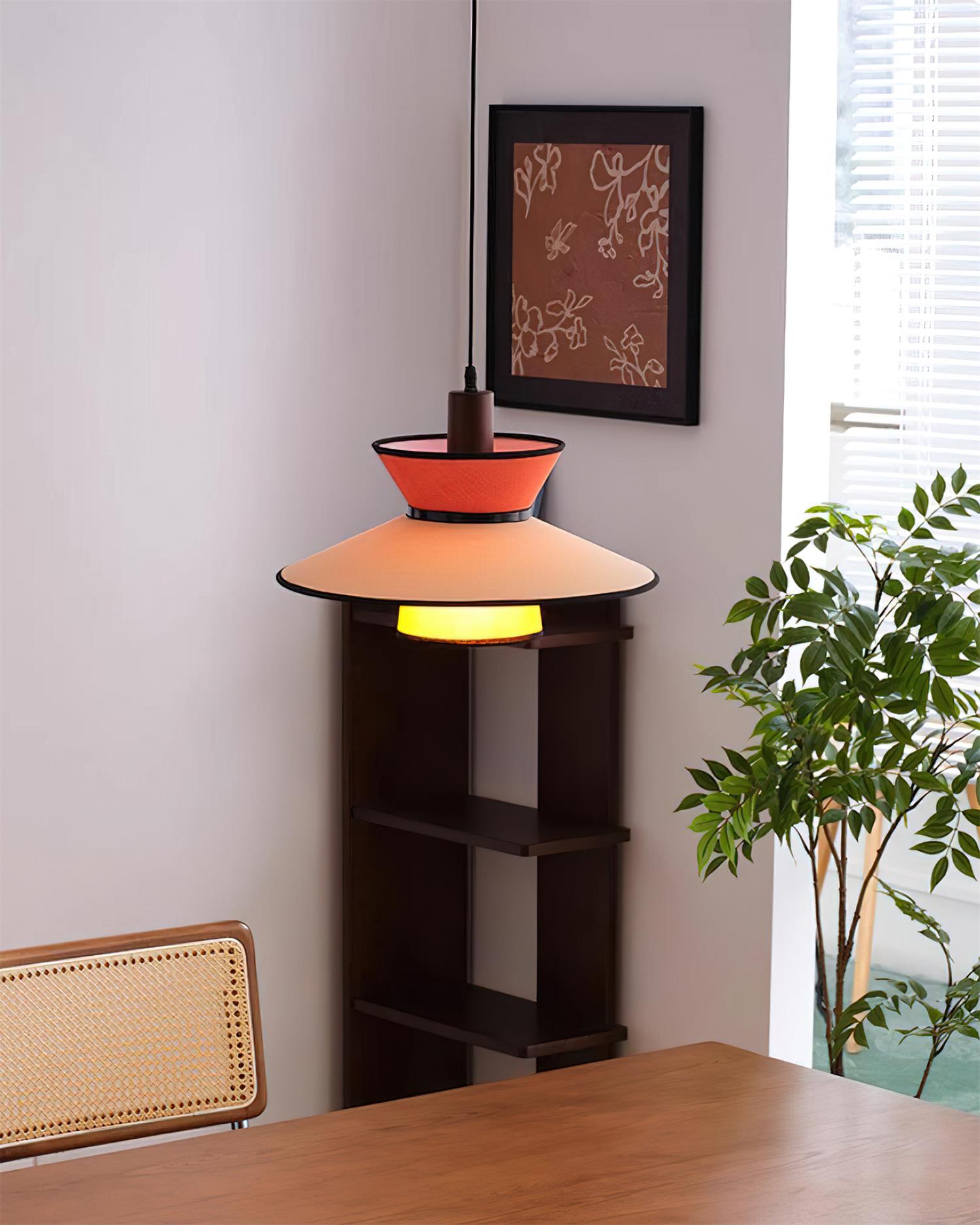 Milano Pendant Lamp Layered Fabric Geometric Red - Letslighting
