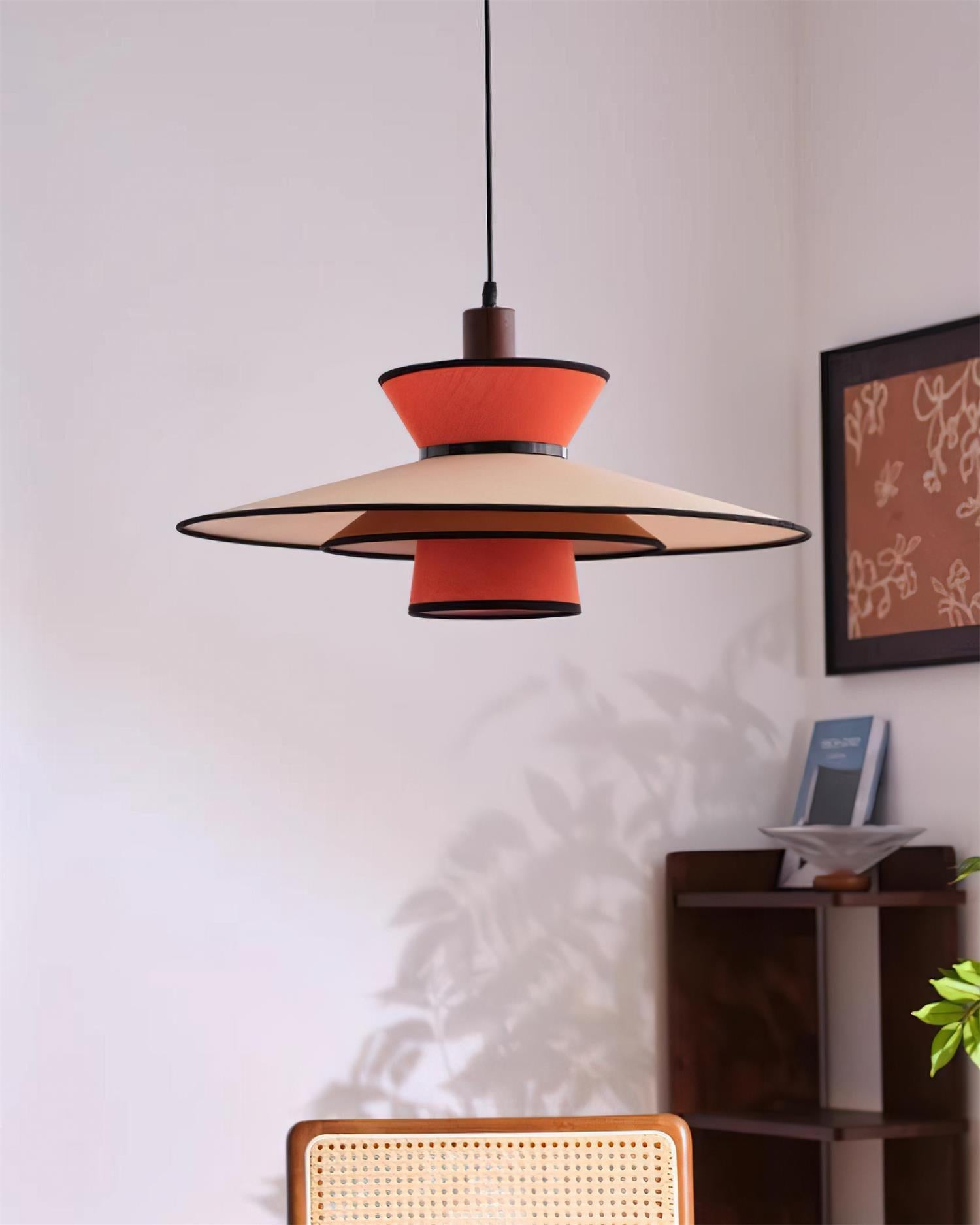Milano Pendant Lamp Layered Fabric Geometric Red - Letslighting