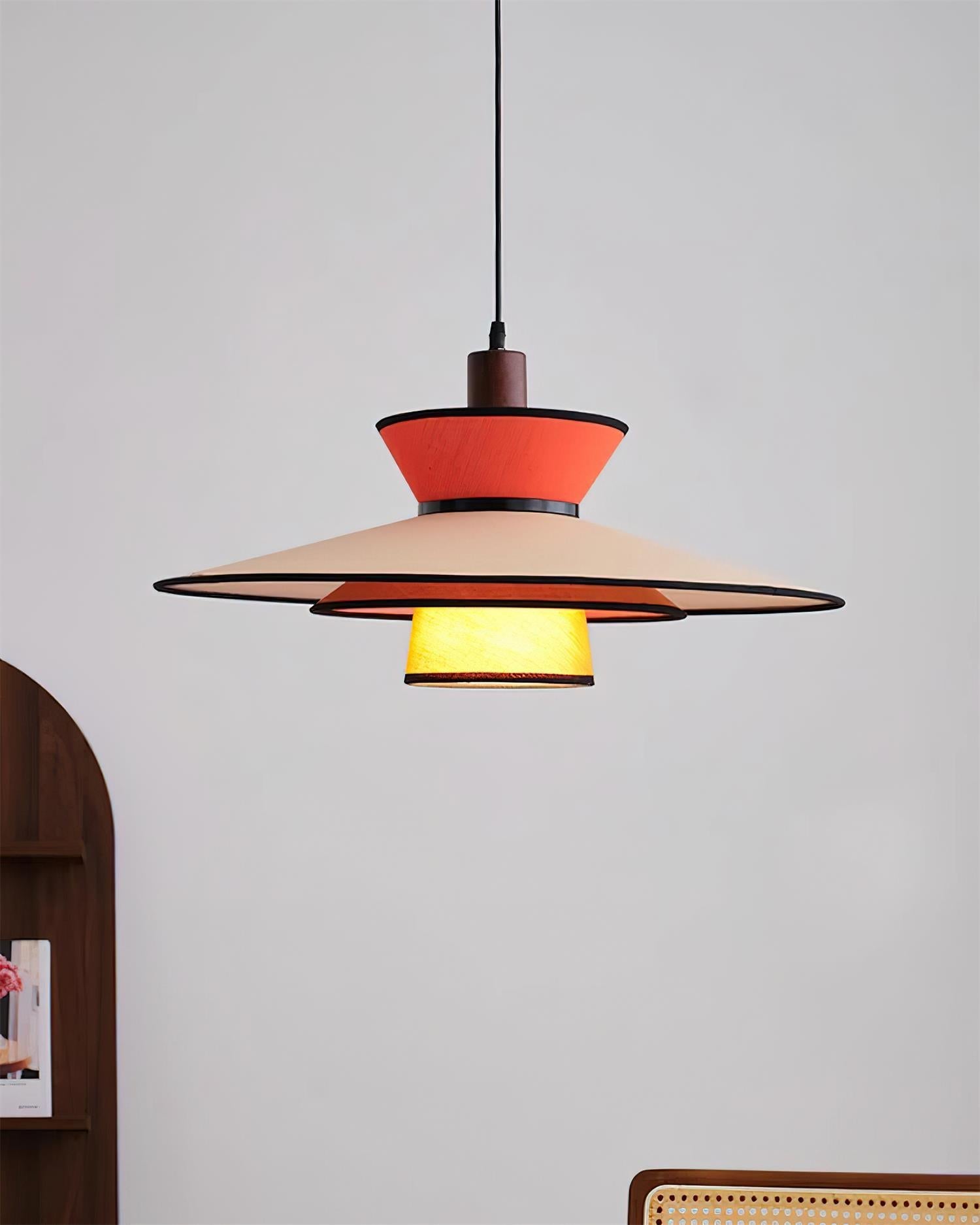 Milano Pendant Lamp Layered Fabric Geometric Red - Letslighting