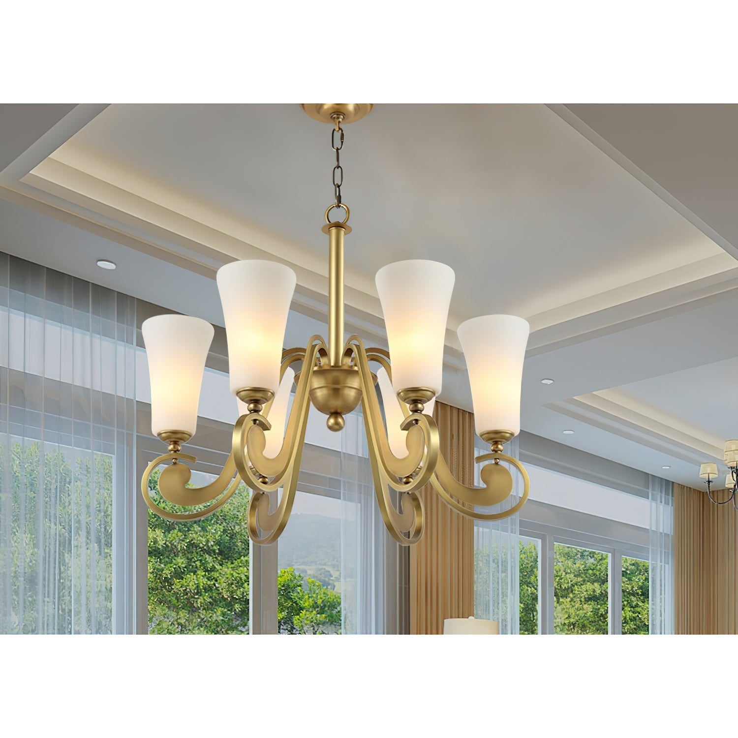Ilsolen Postmodern Luxury Brass Glass Chandelier - Letslighting