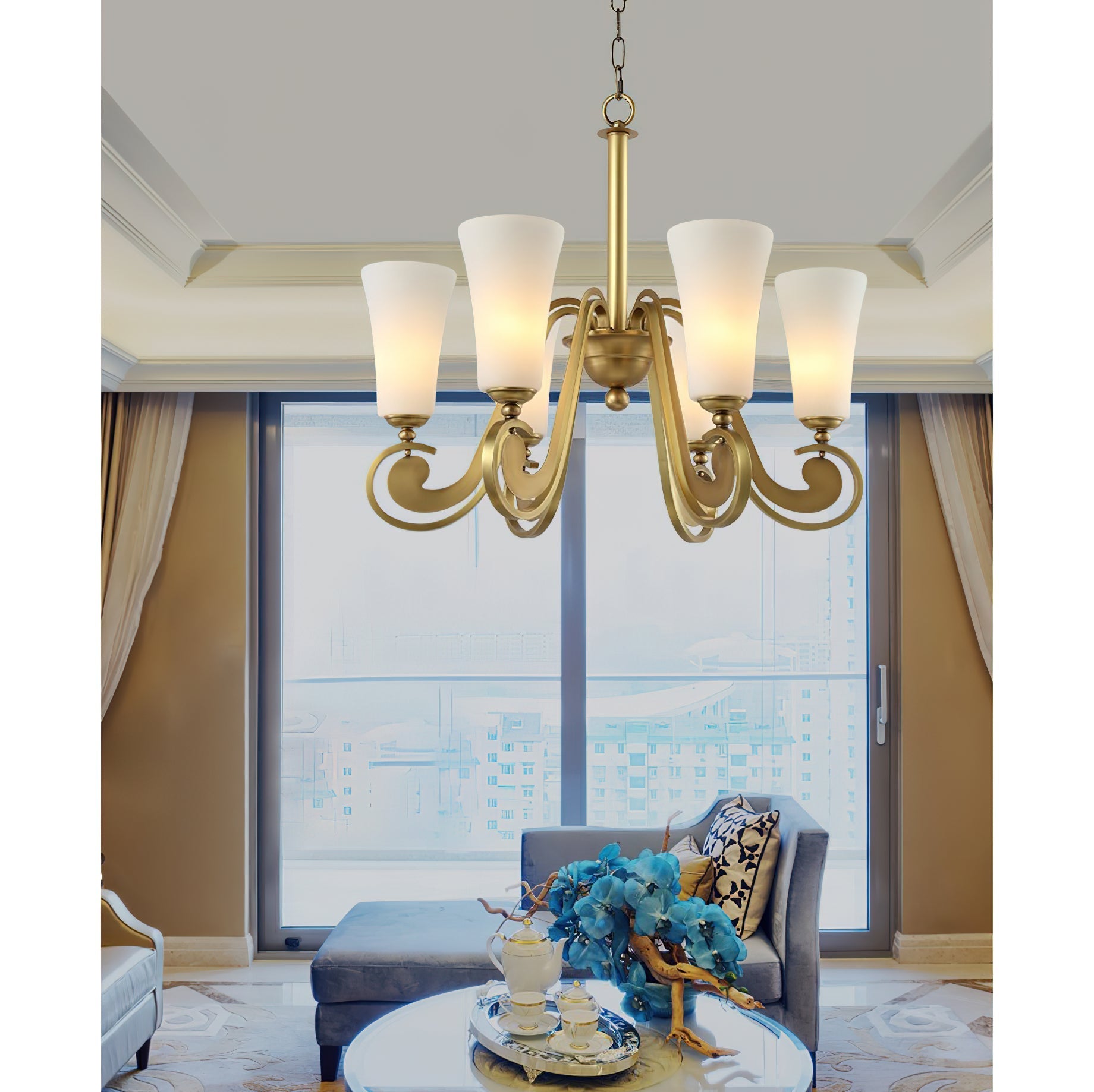 Ilsolen Postmodern Luxury Brass Glass Chandelier - Letslighting