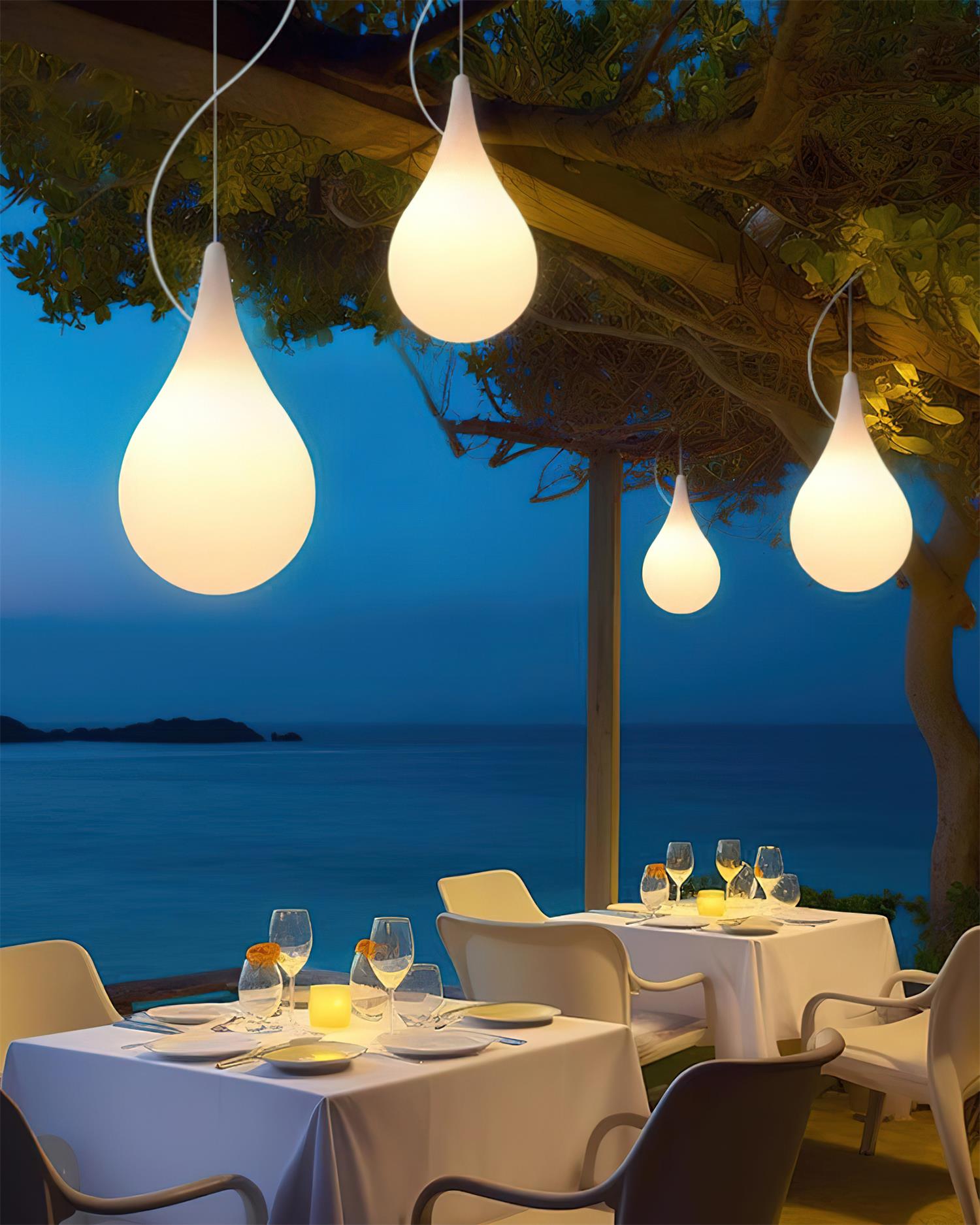 Milk Drop Outdoor Pendant Lamp Acrylic Teardrop Minimalist - Letslighting