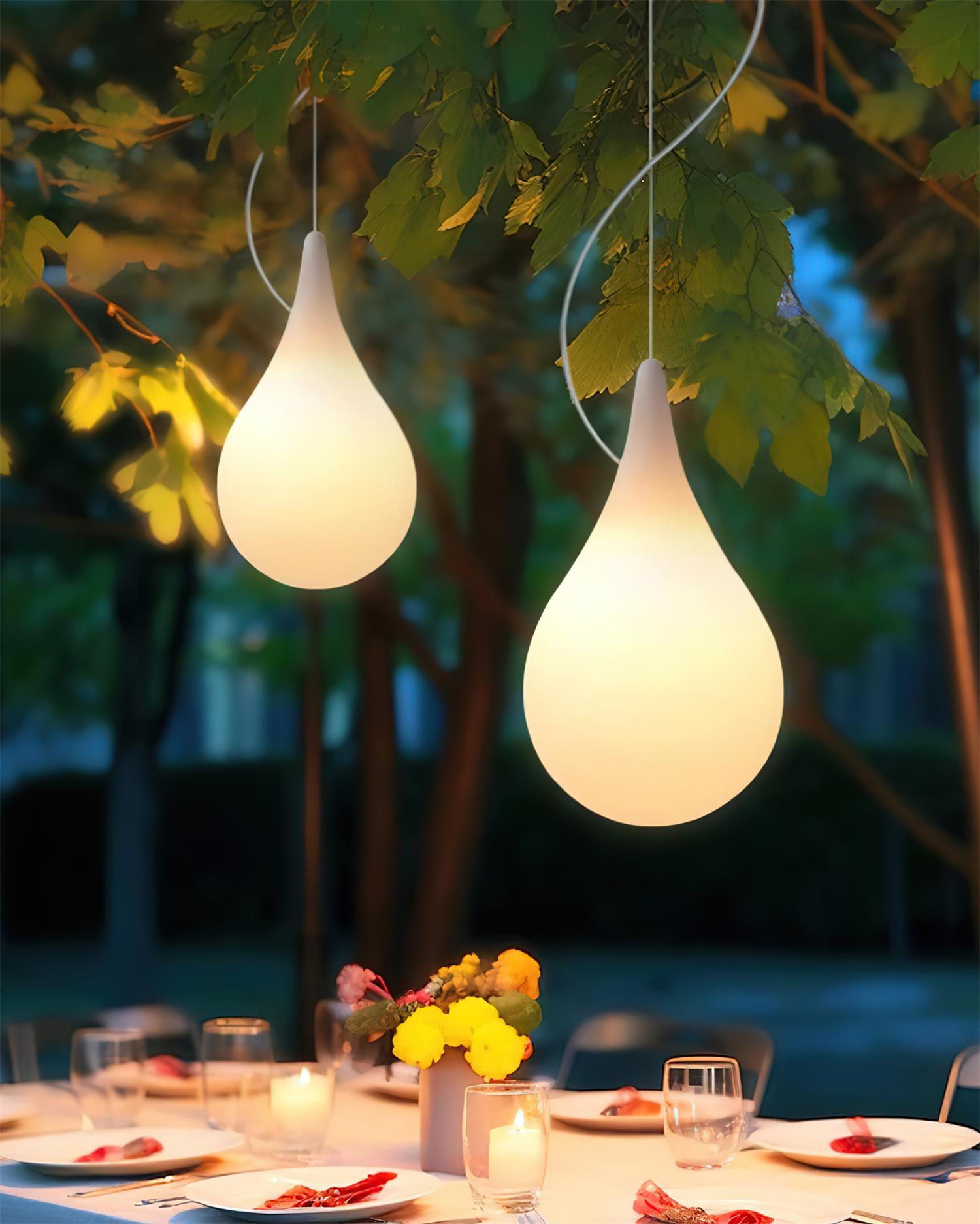 Milk Drop Outdoor Pendant Lamp Acrylic Teardrop Minimalist - Letslighting